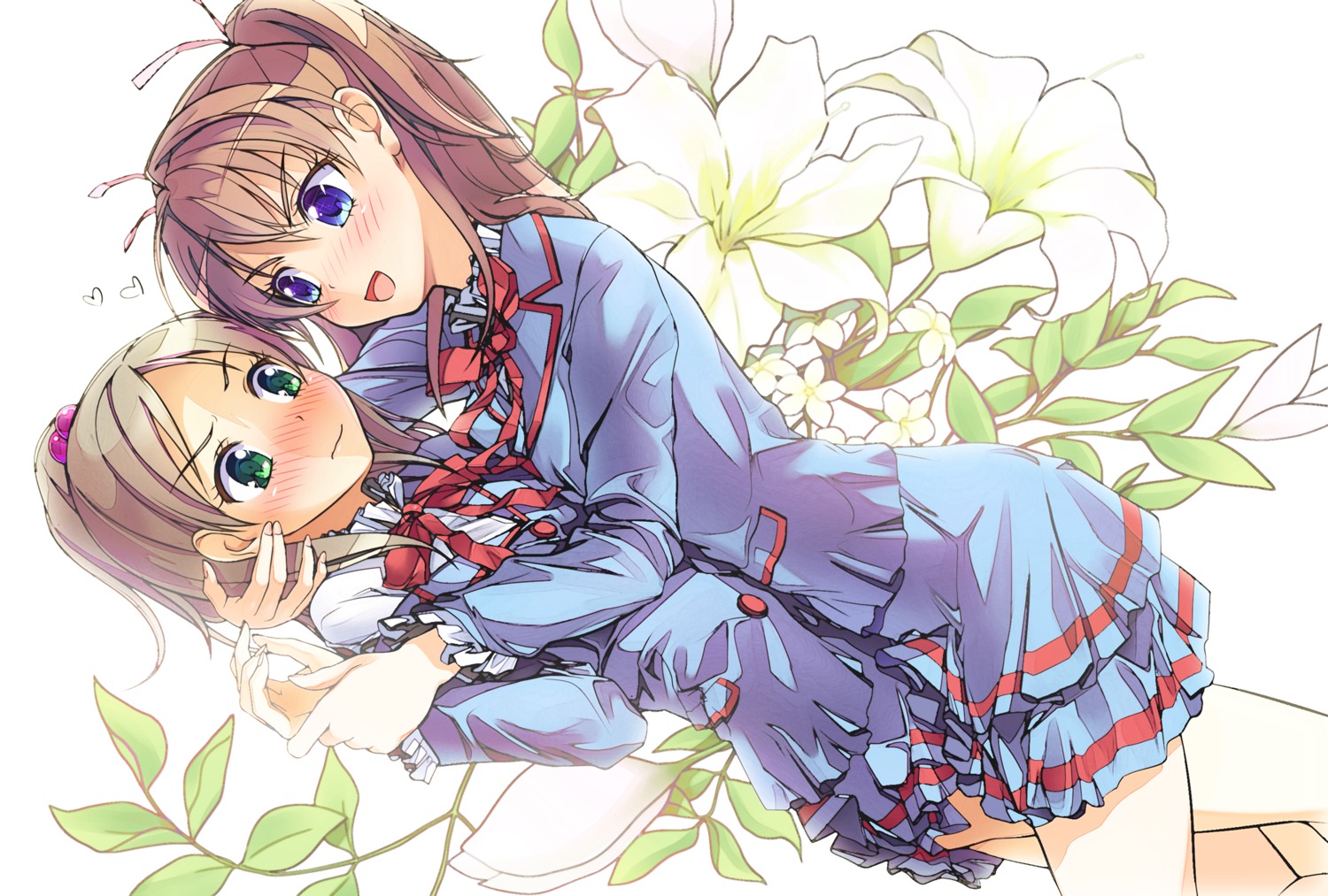 futago_monad, houjou_hibiki, minamino_kanade, precure, seifuku, suite_precure, yuri