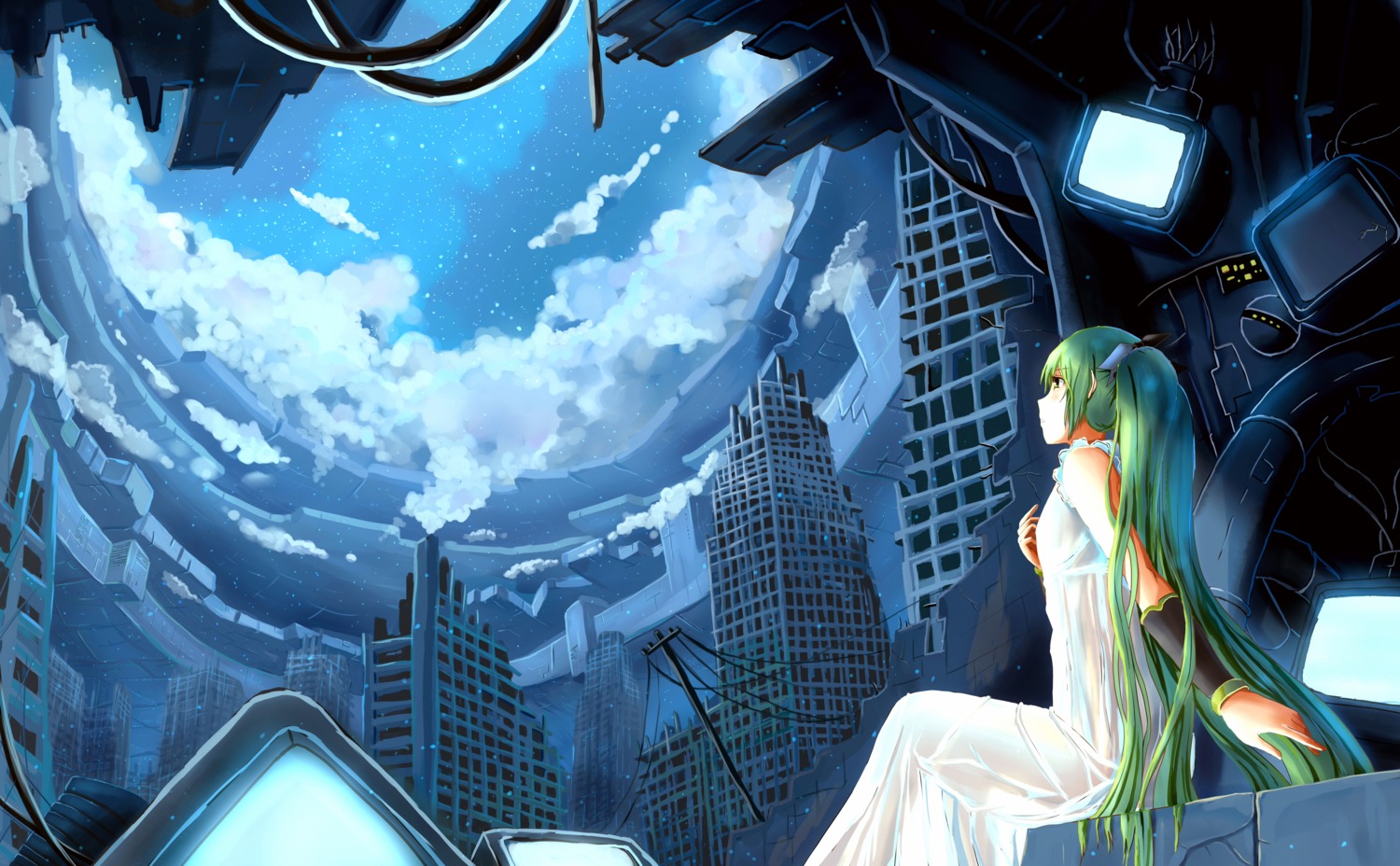 dress, hatsune_miku, see_through, vocaloid, zen_(weishanzhe)