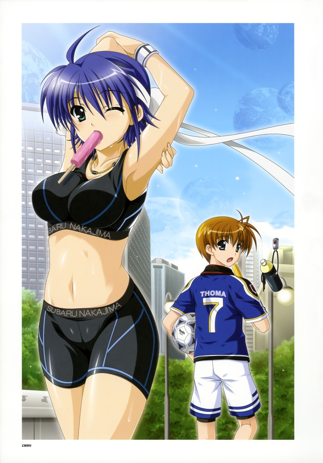bike_shorts, higa_yukari, mahou_senki_lyrical_nanoha_force, mahou_shoujo_lyrical_nanoha, subaru_nakajima, tohma_avenir