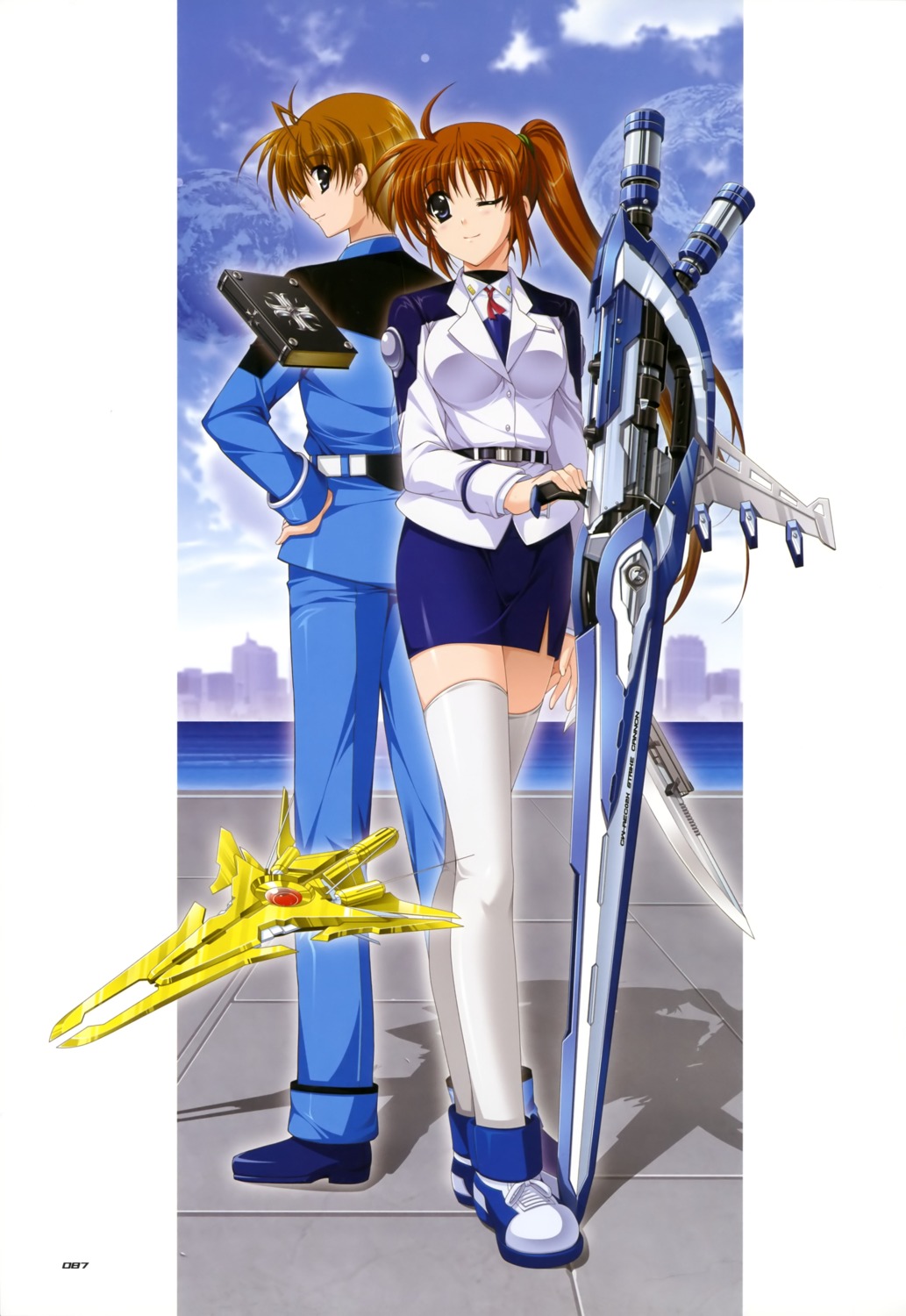 higa_yukari, mahou_senki_lyrical_nanoha_force, mahou_shoujo_lyrical_nanoha, takamachi_nanoha, thighhighs, tohma_avenir