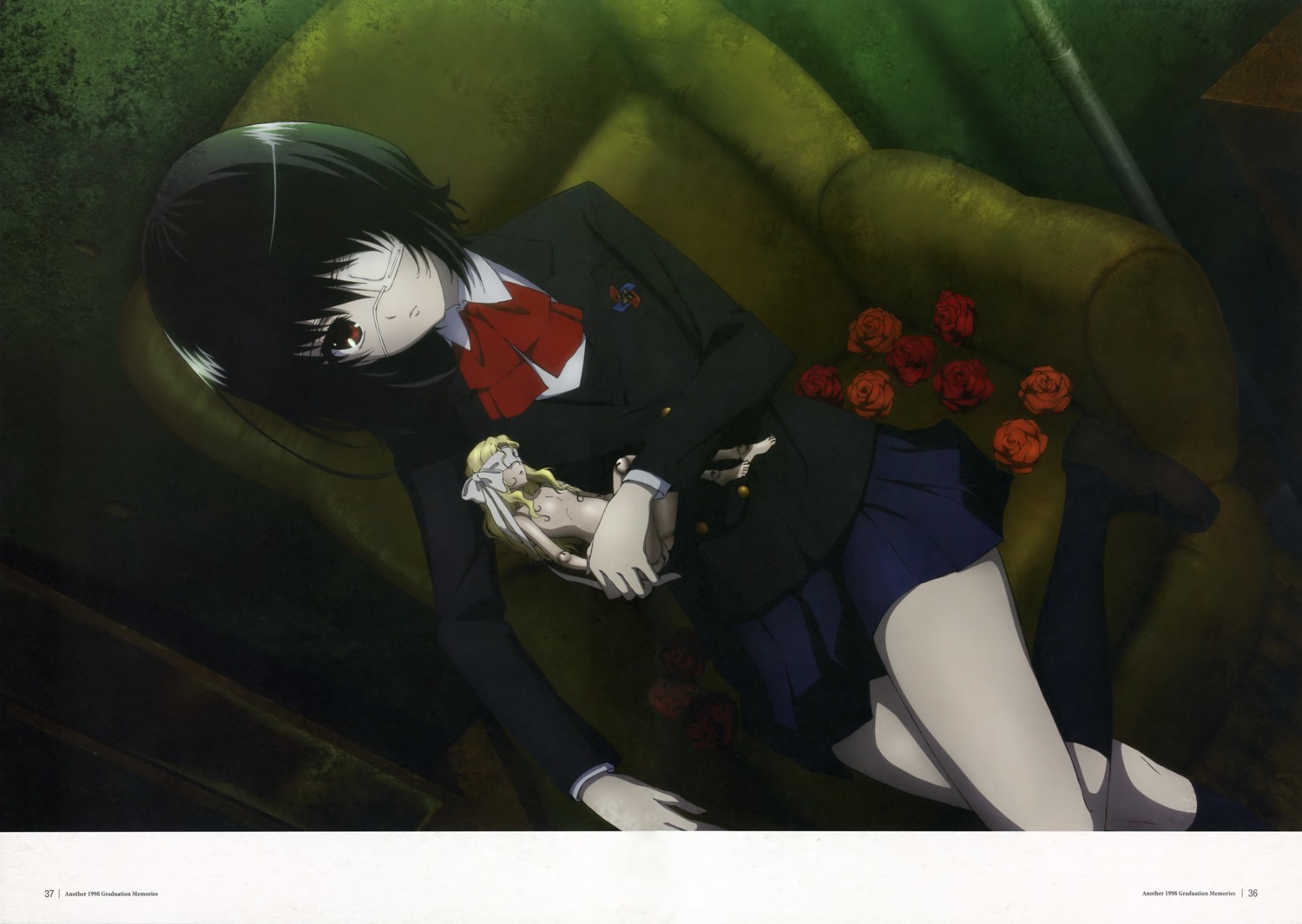 another, eyepatch, misaki_mei, screening, seifuku