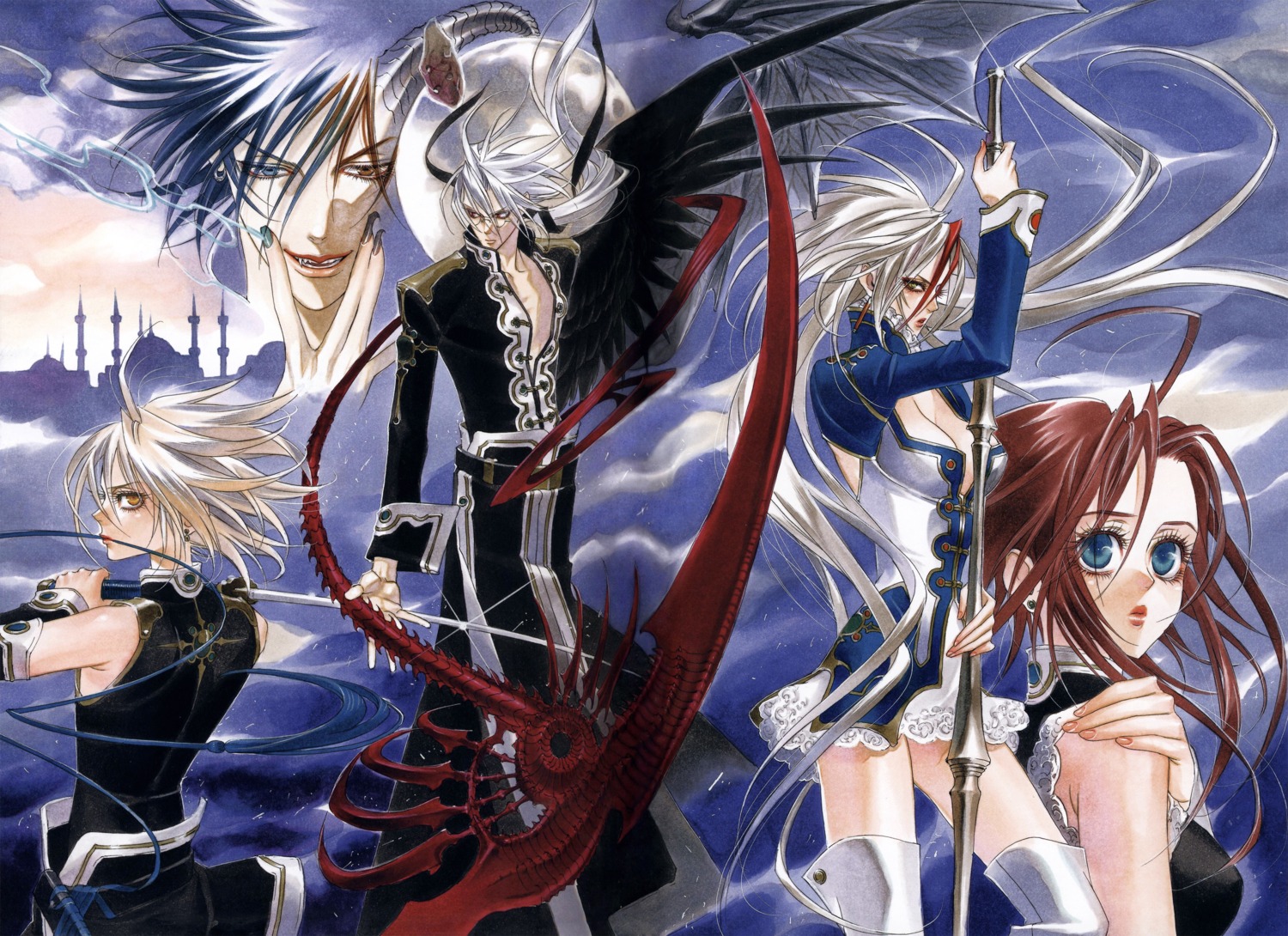 abel_nightroad, cleavage, kyuujou_kiyo, thighhighs, trinity_blood