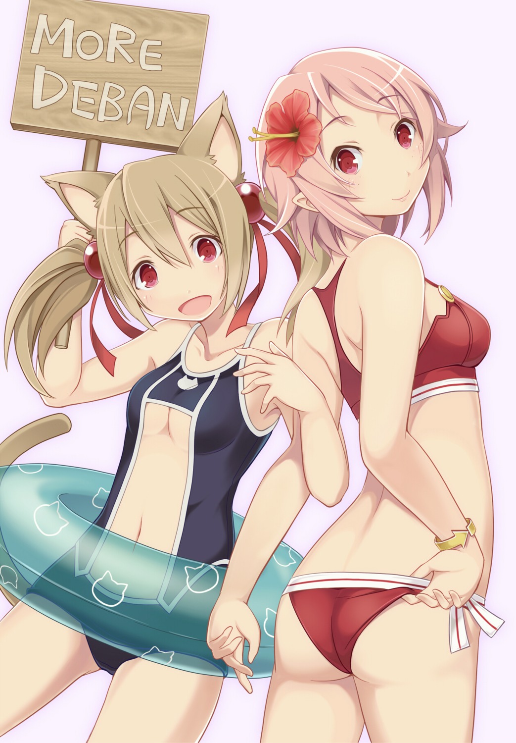 alfheim_online, animal_ears, bikini, furumiya_haiji, lisbeth, nekomimi, silica, swimsuits