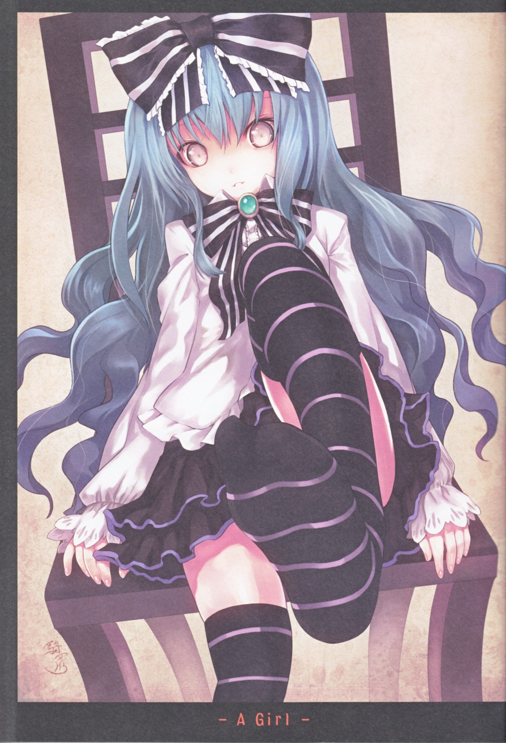 feet, kiran, lolita_fashion, paper_texture, thighhighs