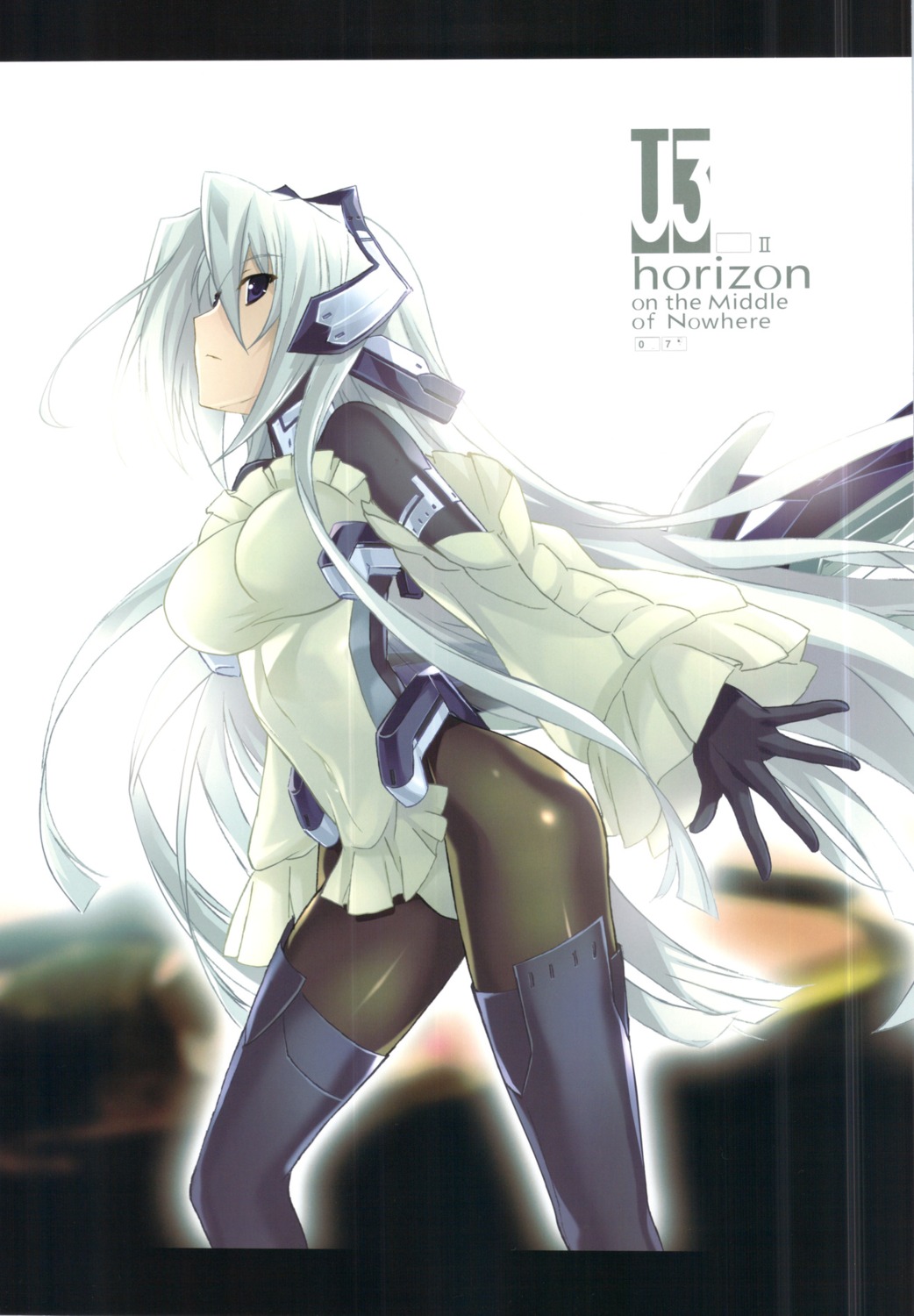 bodysuit, horizon_ariadust, kotonosha, kyoukai_senjou_no_horizon, mutsumi_masato, pantyhose, scanning_artifacts, thighhighs