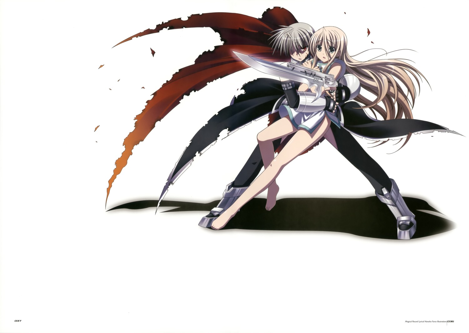 gun, higa_yukari, lily_strosek, mahou_senki_lyrical_nanoha_force, mahou_shoujo_lyrical_nanoha, sword, tohma_avenir