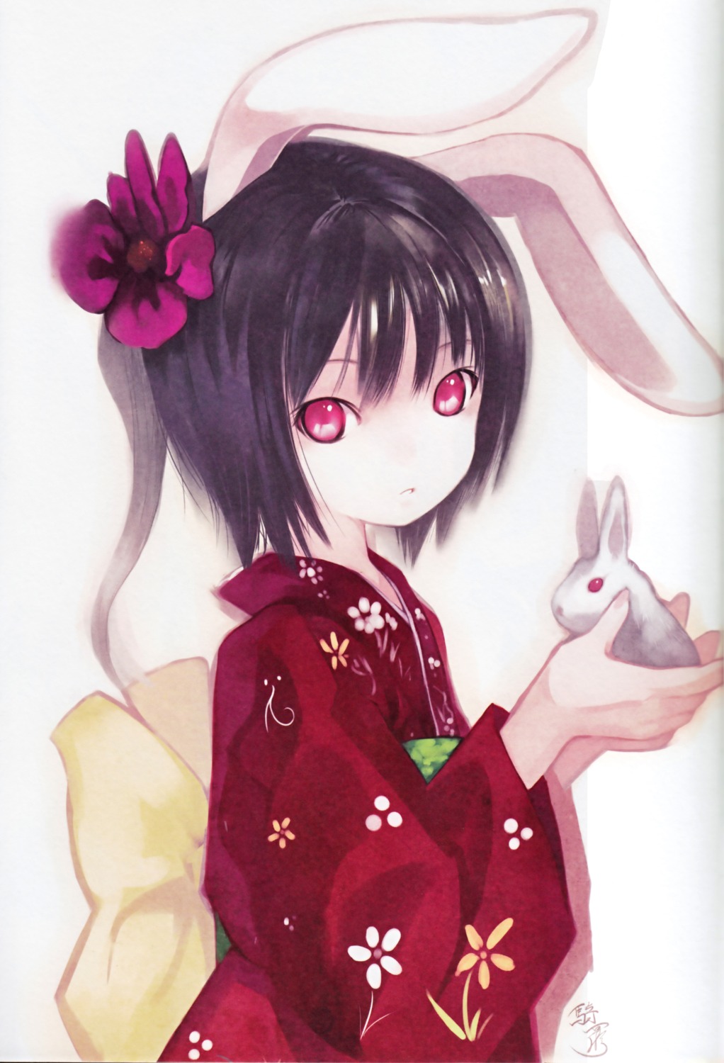 animal_ears, bunny_ears, inaba_tewi, kimono, kiran, touhou
