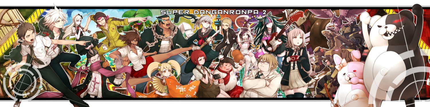 dangan-ronpa, dangan-ronpa_2, guitar, hanamura_teruteru, hinata_hajime, hitoto, kimono, koizumi_mahiru