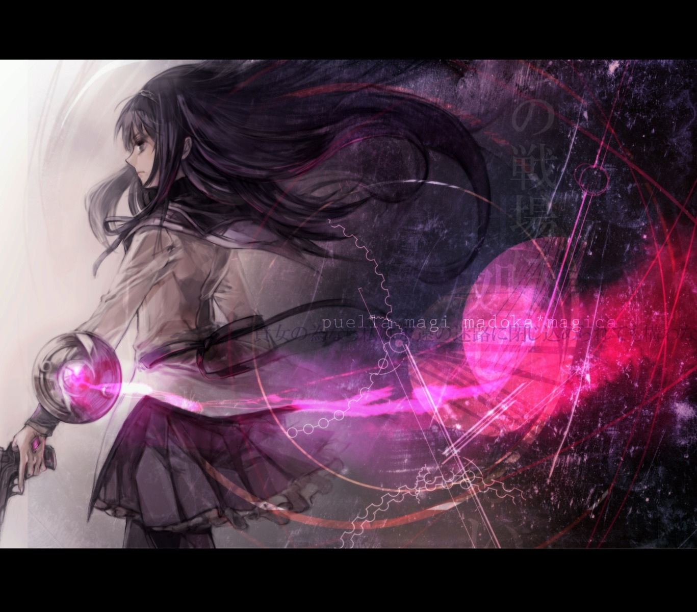 akemi_homura, gun, li-e, mahou_shoujo_madoka_magica, pantyhose