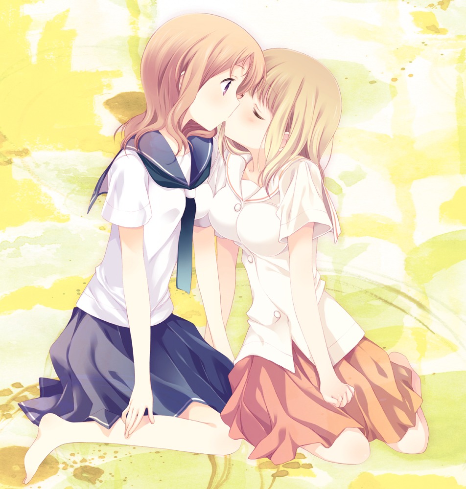 fukuji_mihoko, saki, seifuku, takei_hisa, tokumi_yuiko, yuri