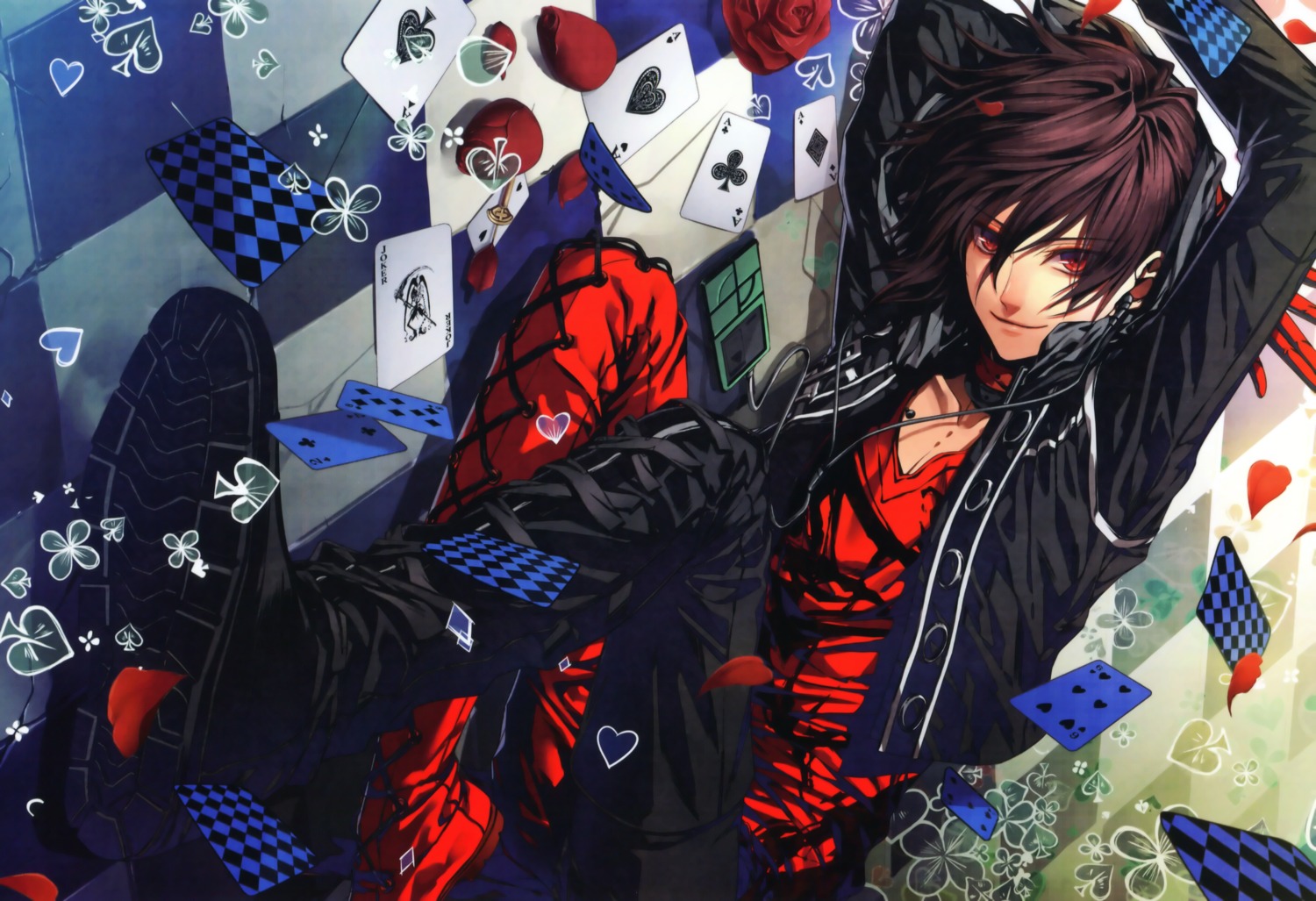 amnesia, hanamura_mai, headphones, male, shin_(amnesia)