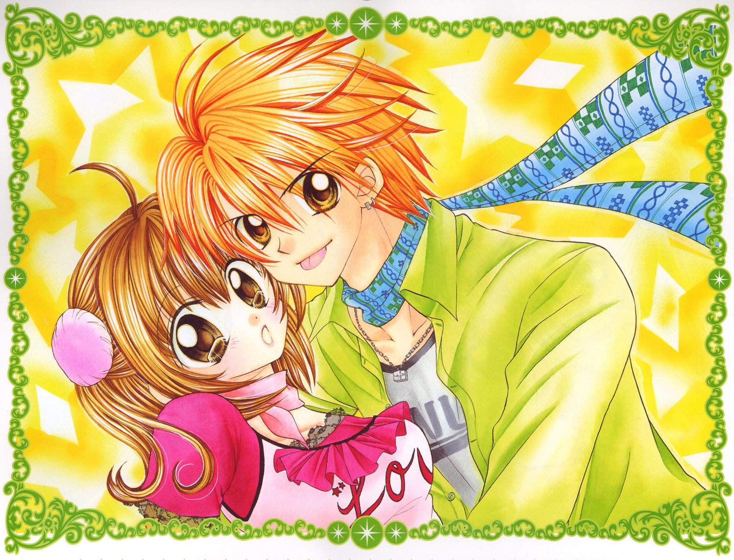 domoto_kaito, hanamori_pink, mermaid_melody_pichi_pichi_pitch, nanami_luchia, open_shirt