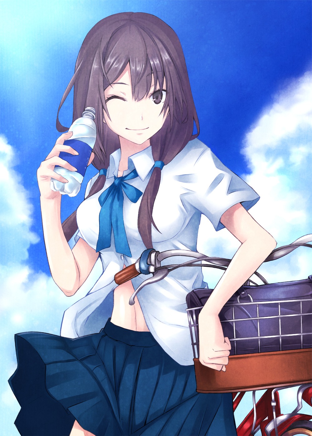 pokimari, seifuku, skirt_lift