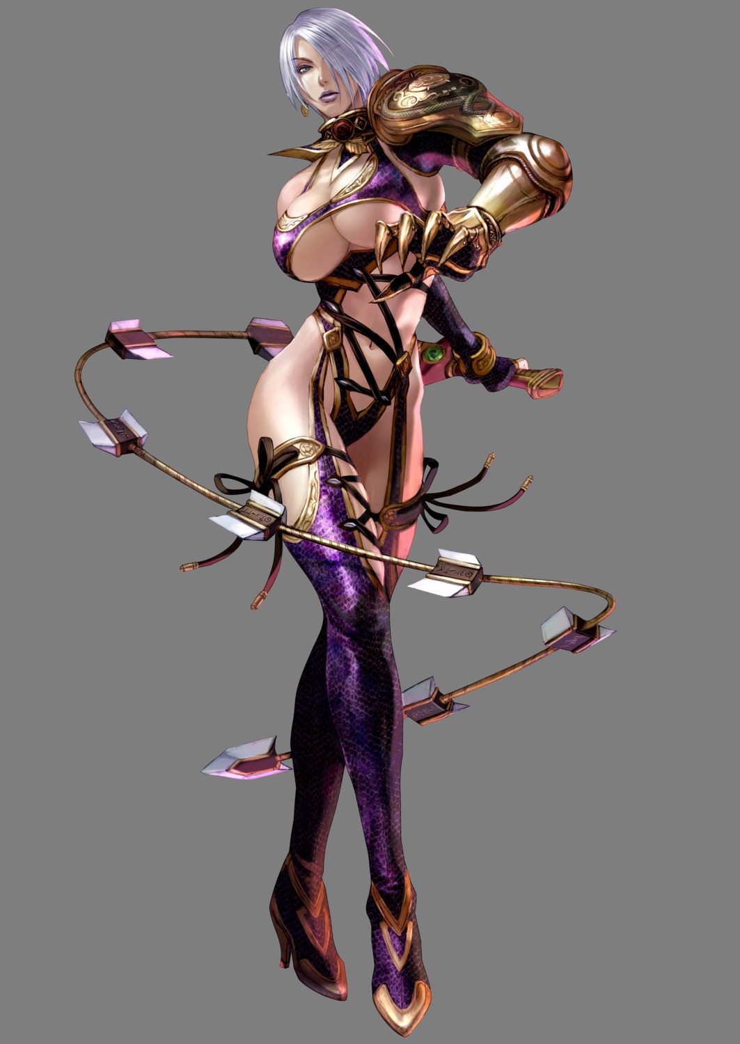 armor, bandai_namco, bikini_armor, cleavage, heels, ivy_valentine, kawano_takuji, leotard, soul_calibur, soul_calibur_iv, stockings, sword, thighhighs, transparent_png, underboob, weapon