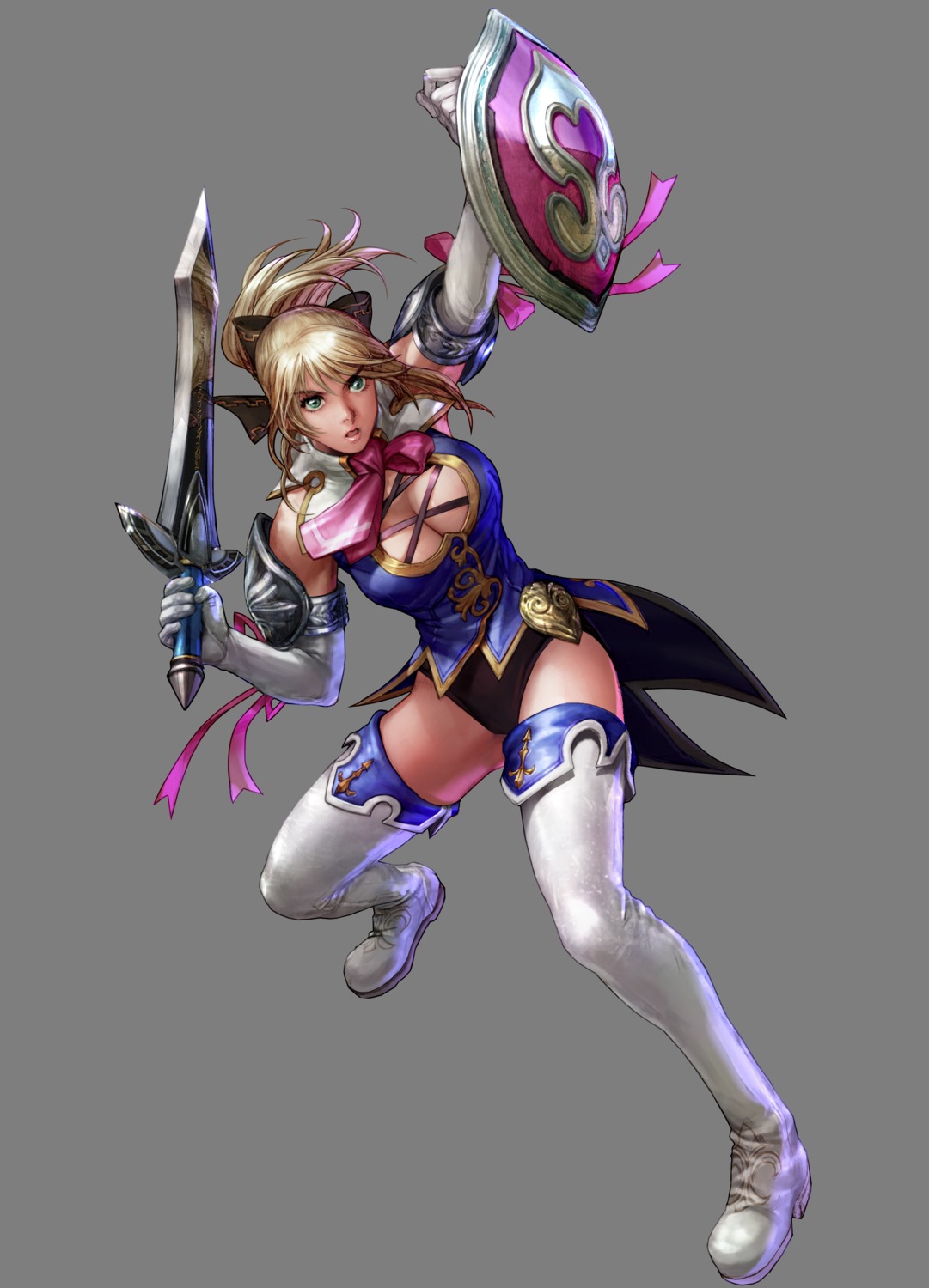 cassandra_alexandra, cleavage, kawano_takuji, soul_calibur, soul_calibur_iv, sword, thighhighs, transparent_png