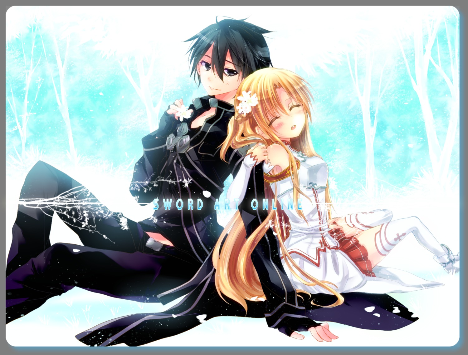 asuna_(sword_art_online), kirito, sara_yuuki, sword_art_online, thighhighs