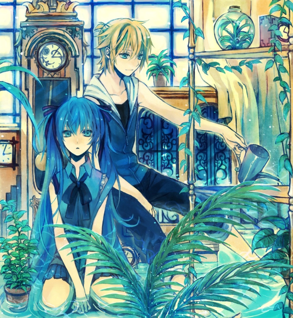 hatsune_miku, kagamine_len, mg_(3458), vocaloid