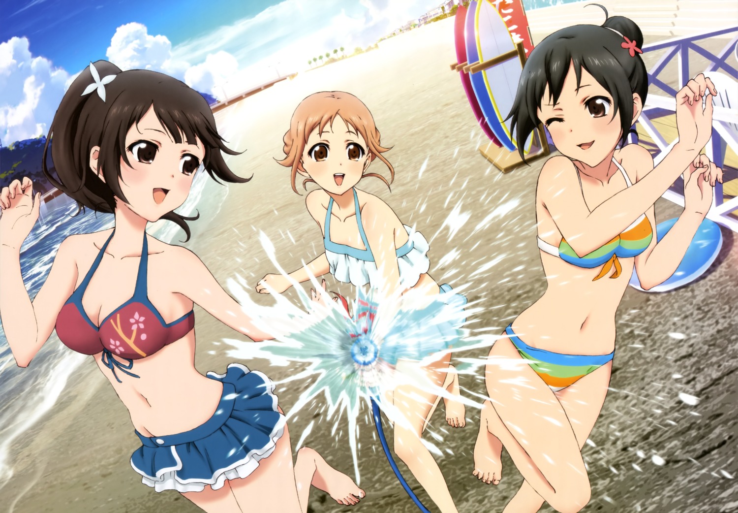 bikini, cleavage, miyamoto_konatsu, miyazaki_tsukasa, okita_sawa, sakai_wakana, swimsuits, tari_tari
