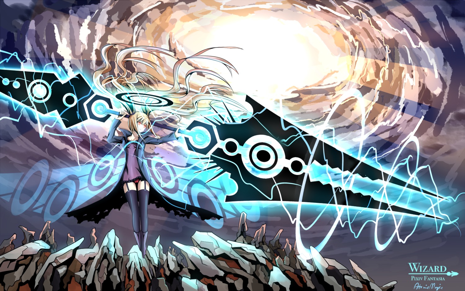 langjiao, pantsu, pixiv_fantasia, pixiv_fantasia_wizard_and_knight, stockings, thighhighs