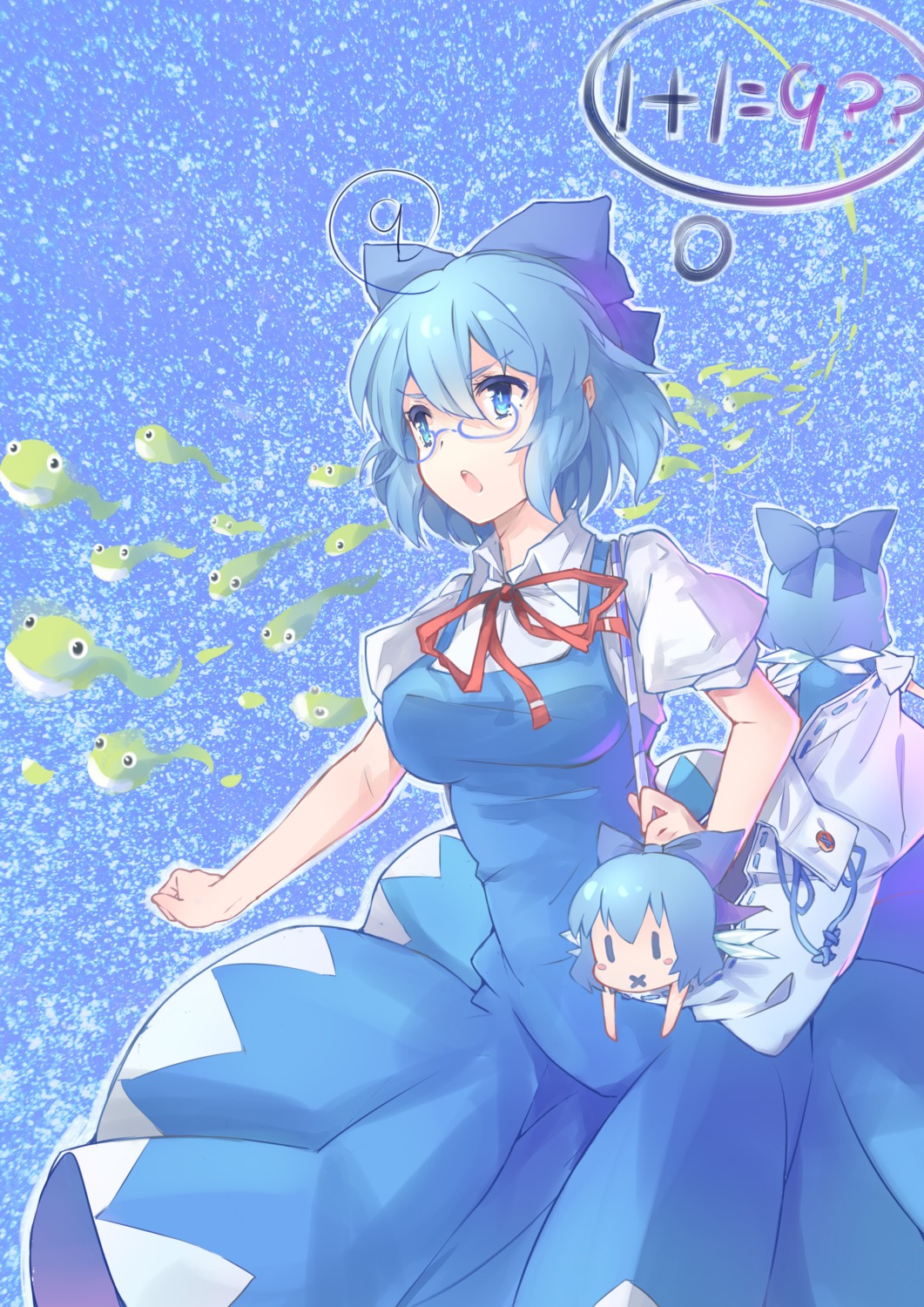 black_flame, cirno, megane, touhou