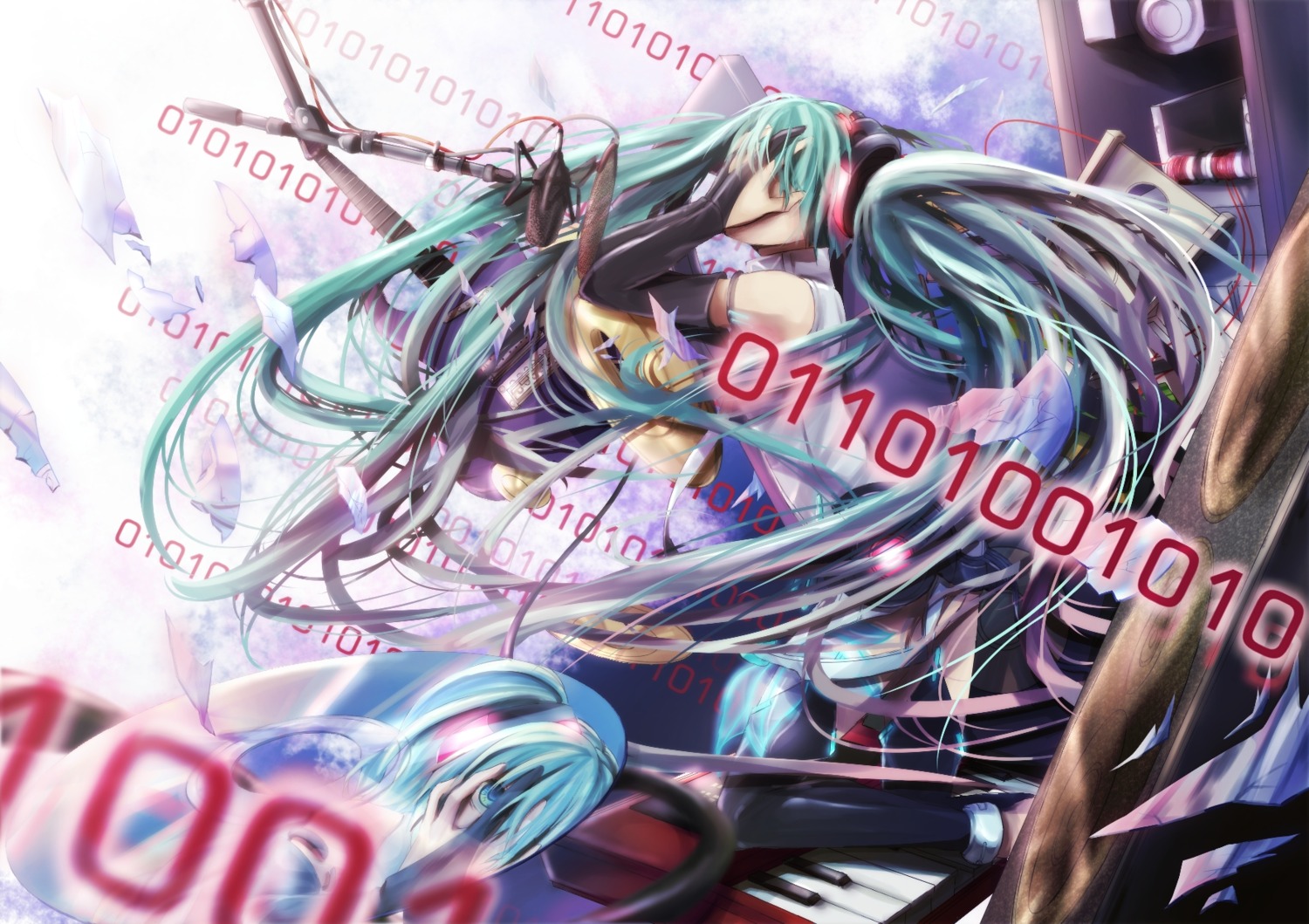 23ichiya, hatsune_miku, miku_append, thighhighs, vocaloid, vocaloid_append