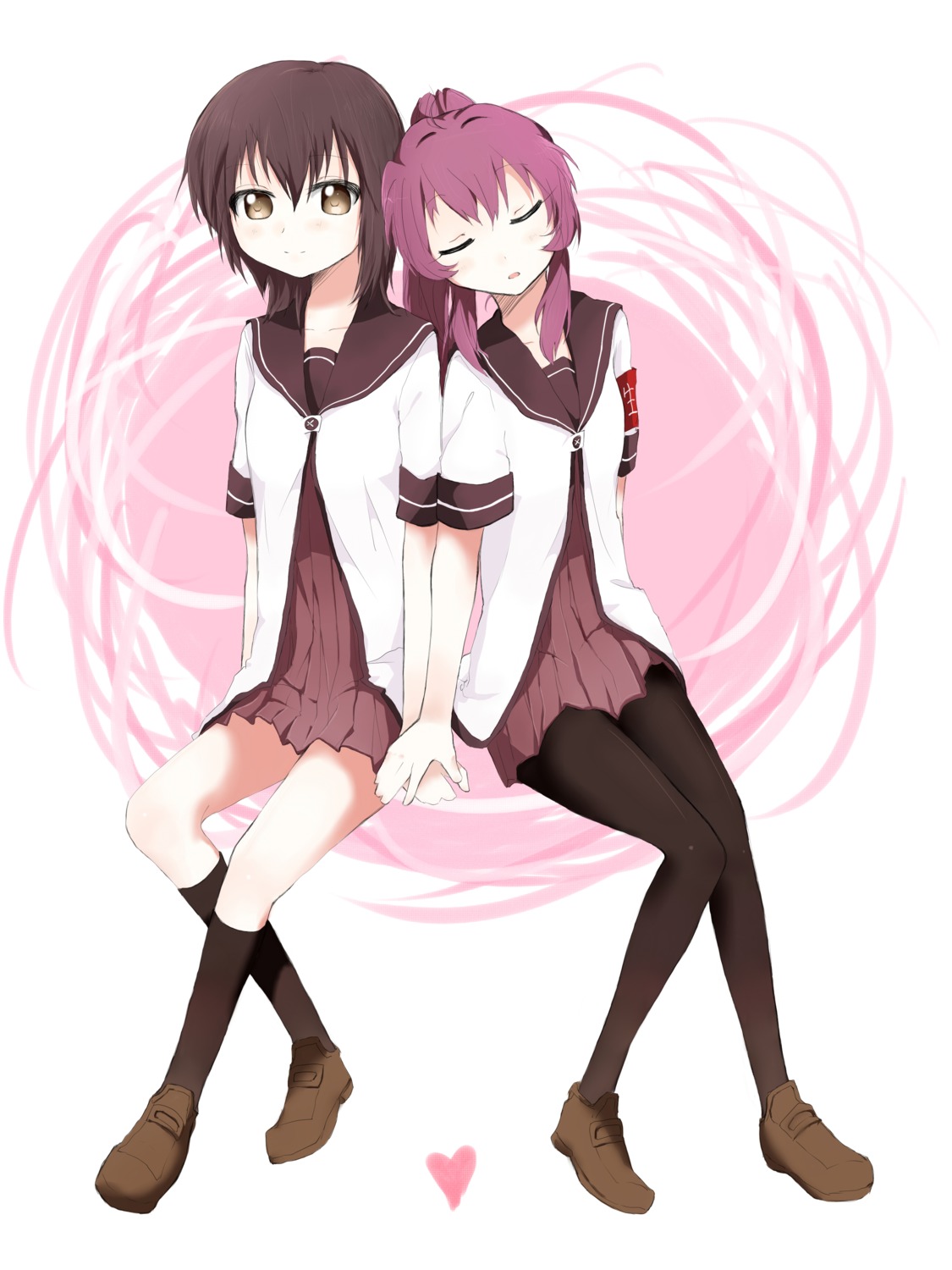 funami_yui, pantyhose, sakuraike, seifuku, sugiura_ayano, yuru_yuri