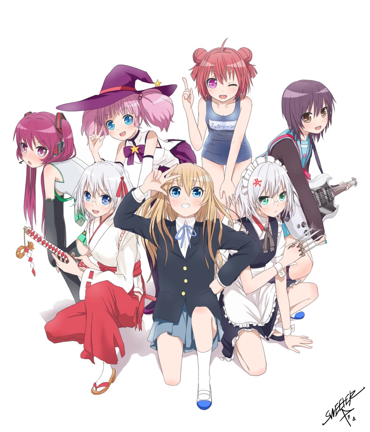 akaza_akari, cosplay, funami_yui, guitar, headphones, ikeda_chitose, ikeda_chizuru, k-on!