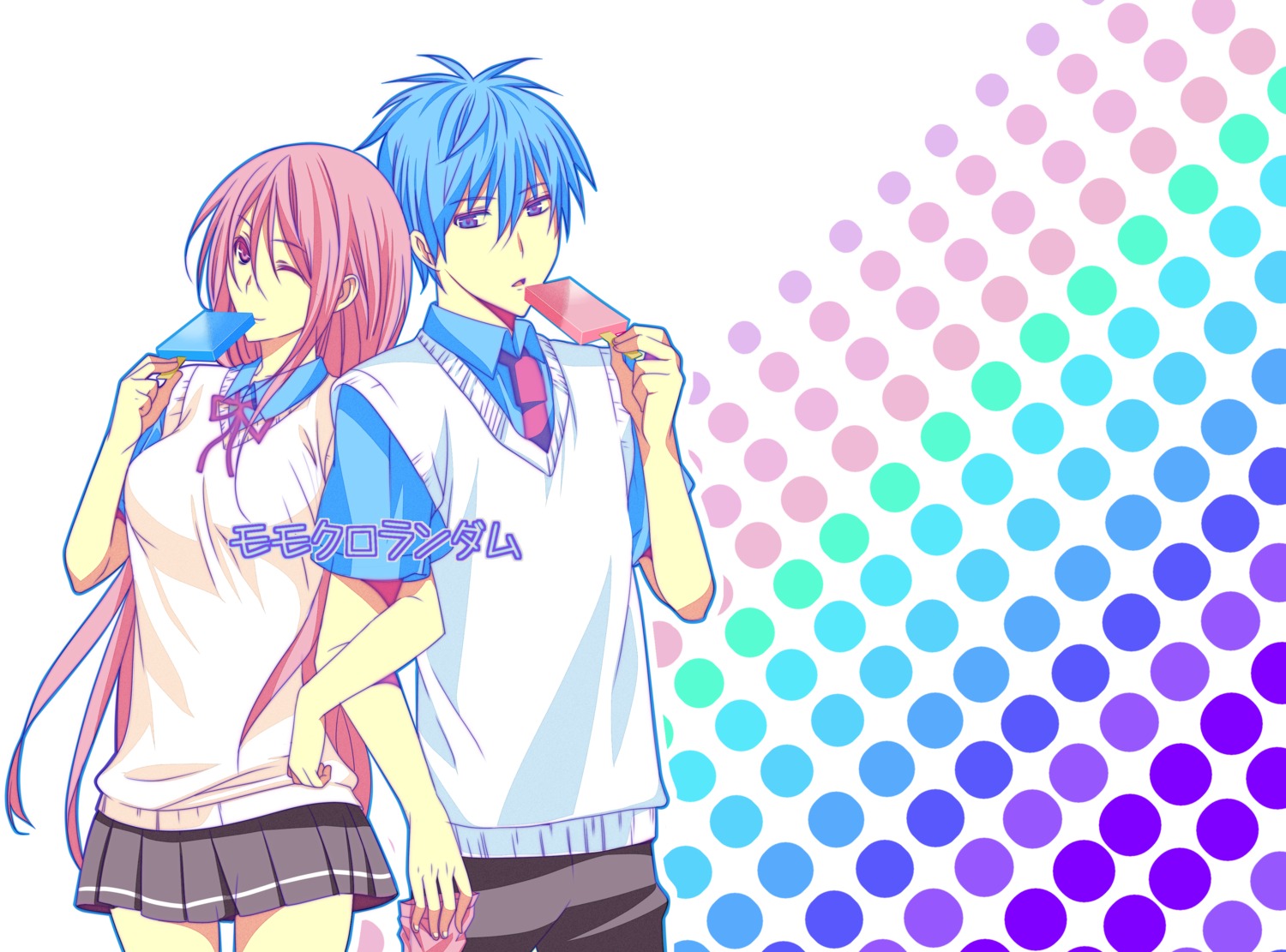 katanainu, kuroko_no_basket, kuroko_tetsuya, momoi_satsuki, seifuku