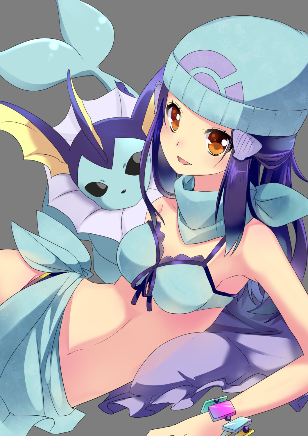 bikini, hikari_(pokemon), niyori, pokemon, pokemon_bdsp, pokemon_dppt, swimsuits, transparent_png, vaporeon