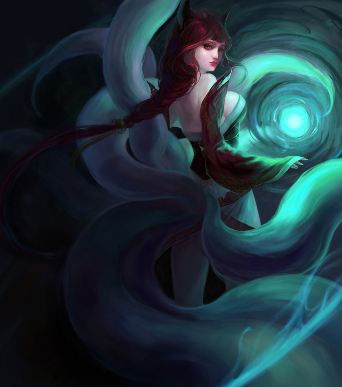 ahri, kitsune, league_of_legends, libera, tail