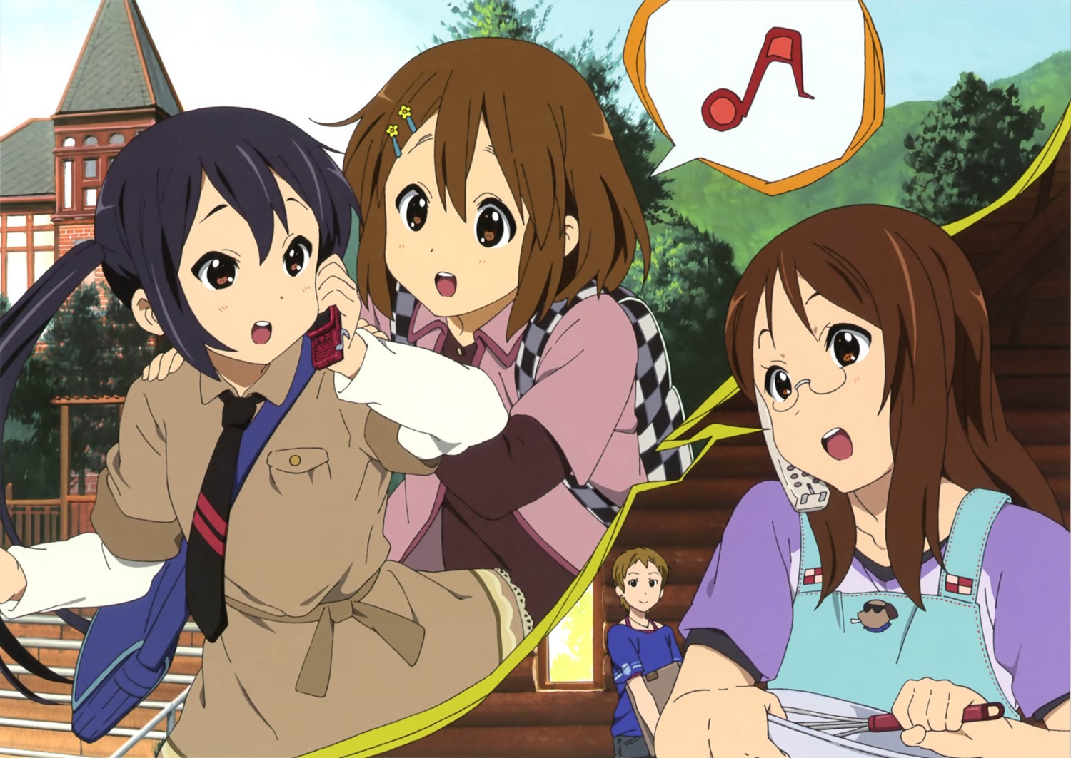 hirasawa_yui, k-on!, kawaguchi_norimi, kawanami_eisaku, megane, nakano_azusa, yamanaka_sawako