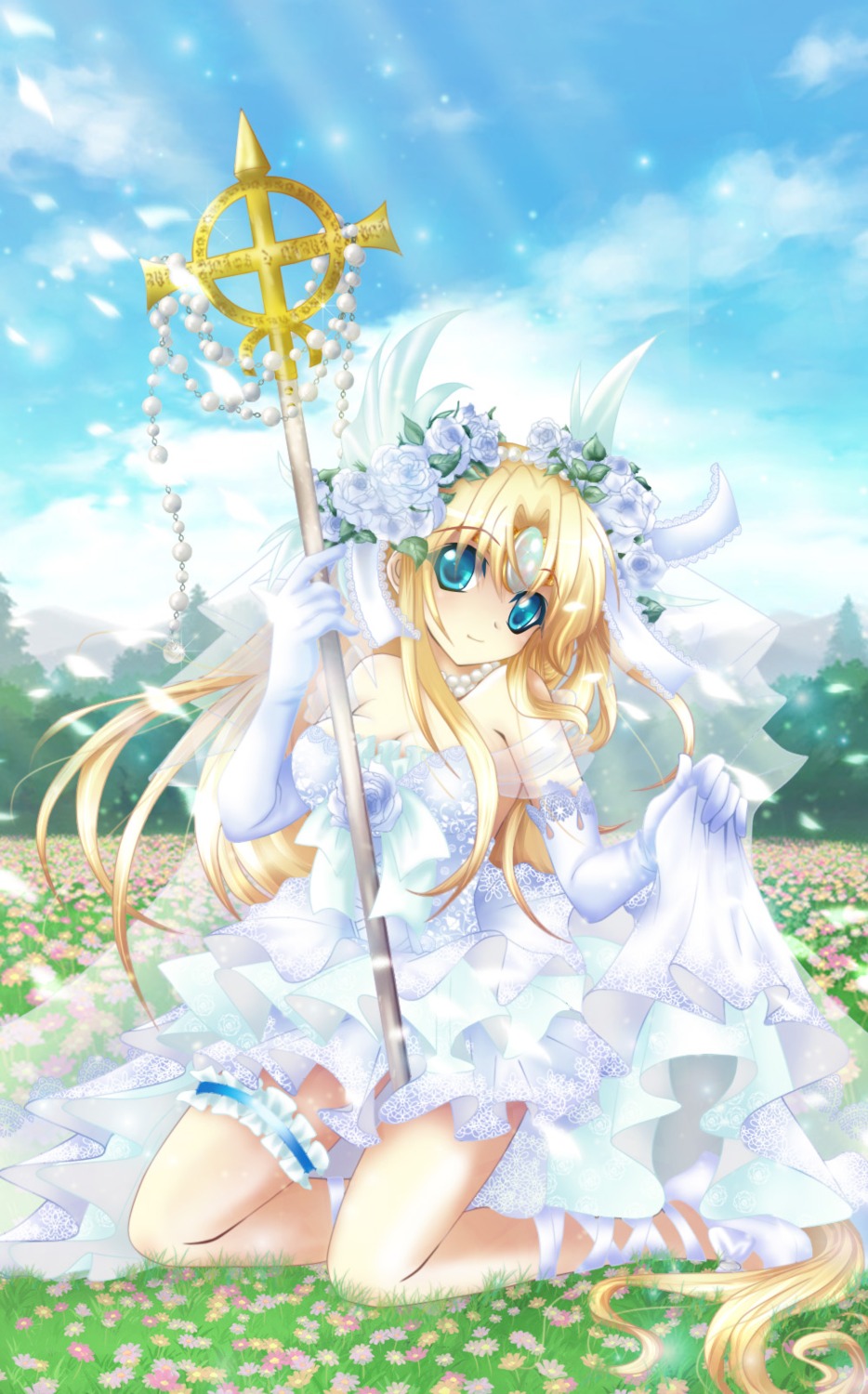 cleavage, dress, garter, riesz, seiken_densetsu, seiken_densetsu_3, shindou_hayato, wedding_dress