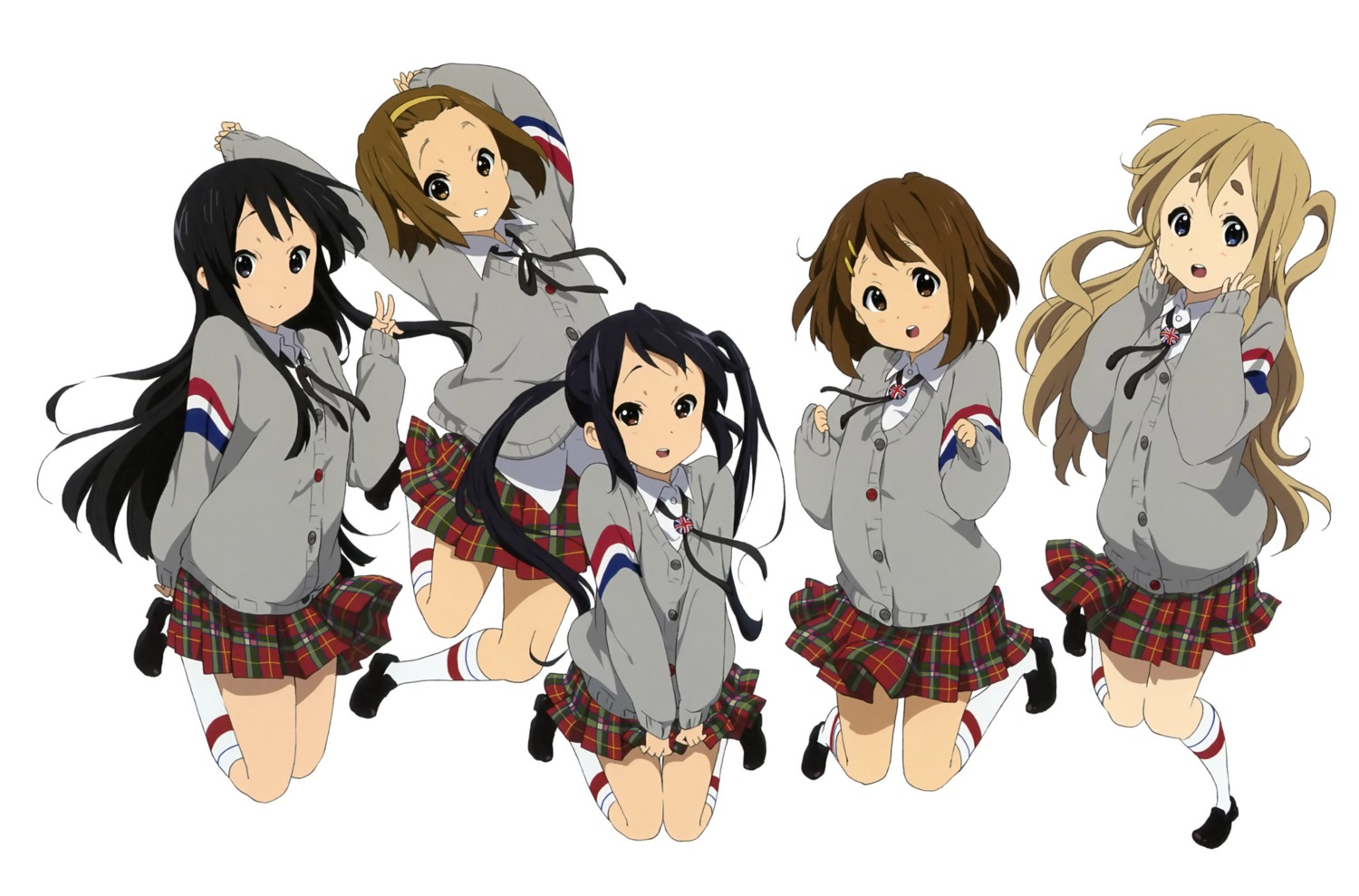 akiyama_mio, hirasawa_yui, k-on!, kotobuki_tsumugi, nakano_azusa, seifuku, skirt_lift, sweater