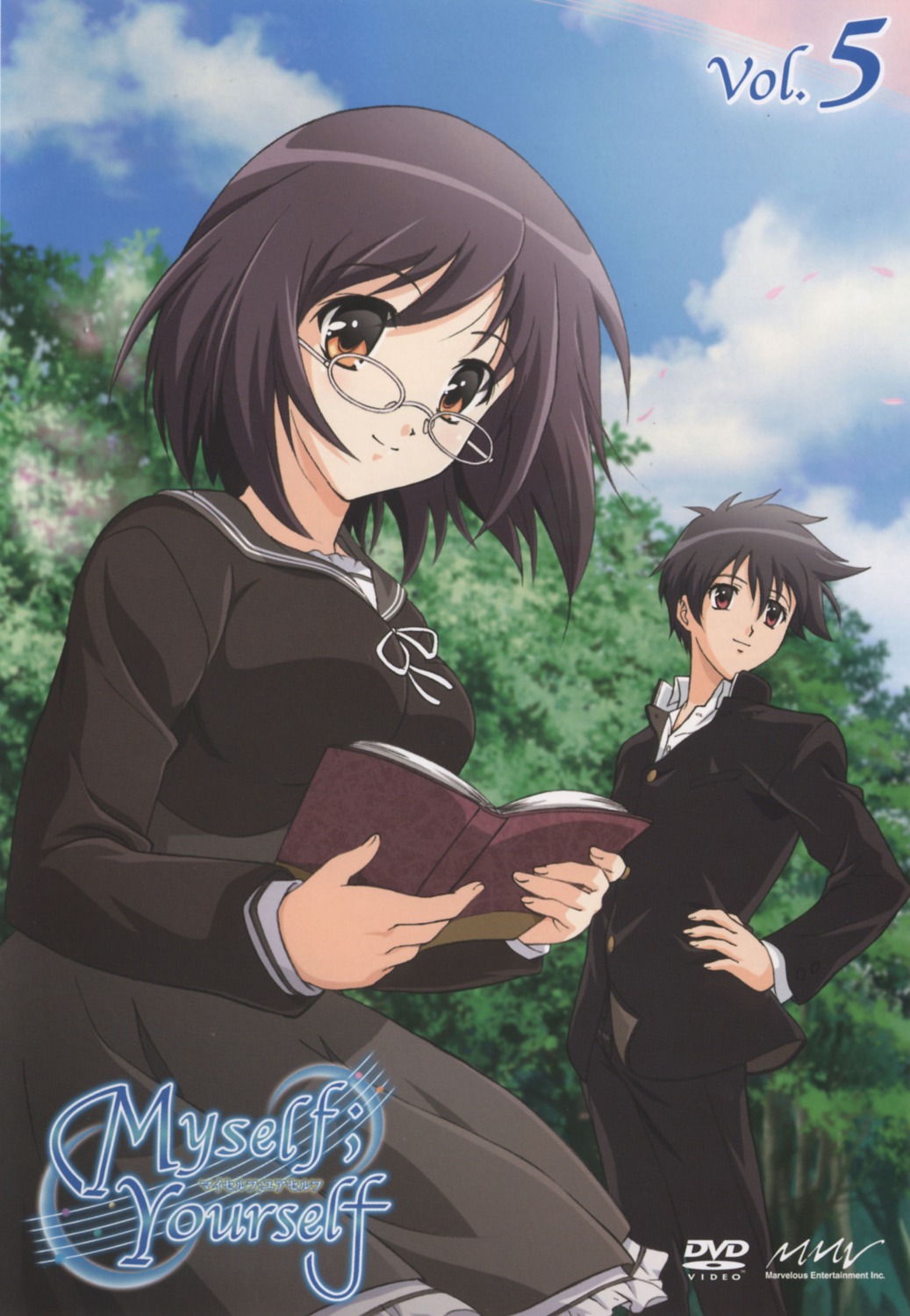 disc_cover, hidaka_sana, megane, myself_yourself, oribe_aoi, seifuku