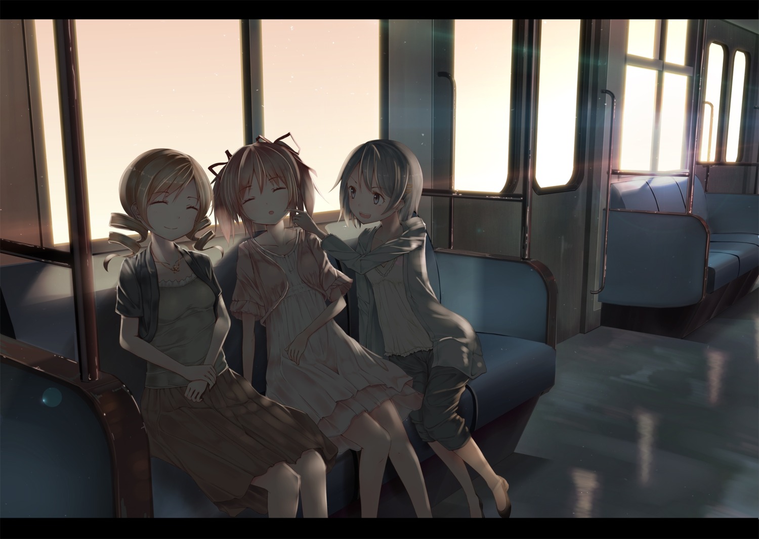 ahirun, dress, kaname_madoka, mahou_shoujo_madoka_magica, miki_sayaka, tomoe_mami