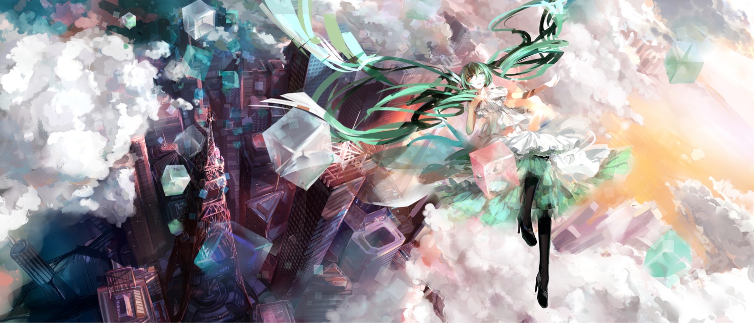 h2so4kancel, hatsune_miku, landscape, vocaloid