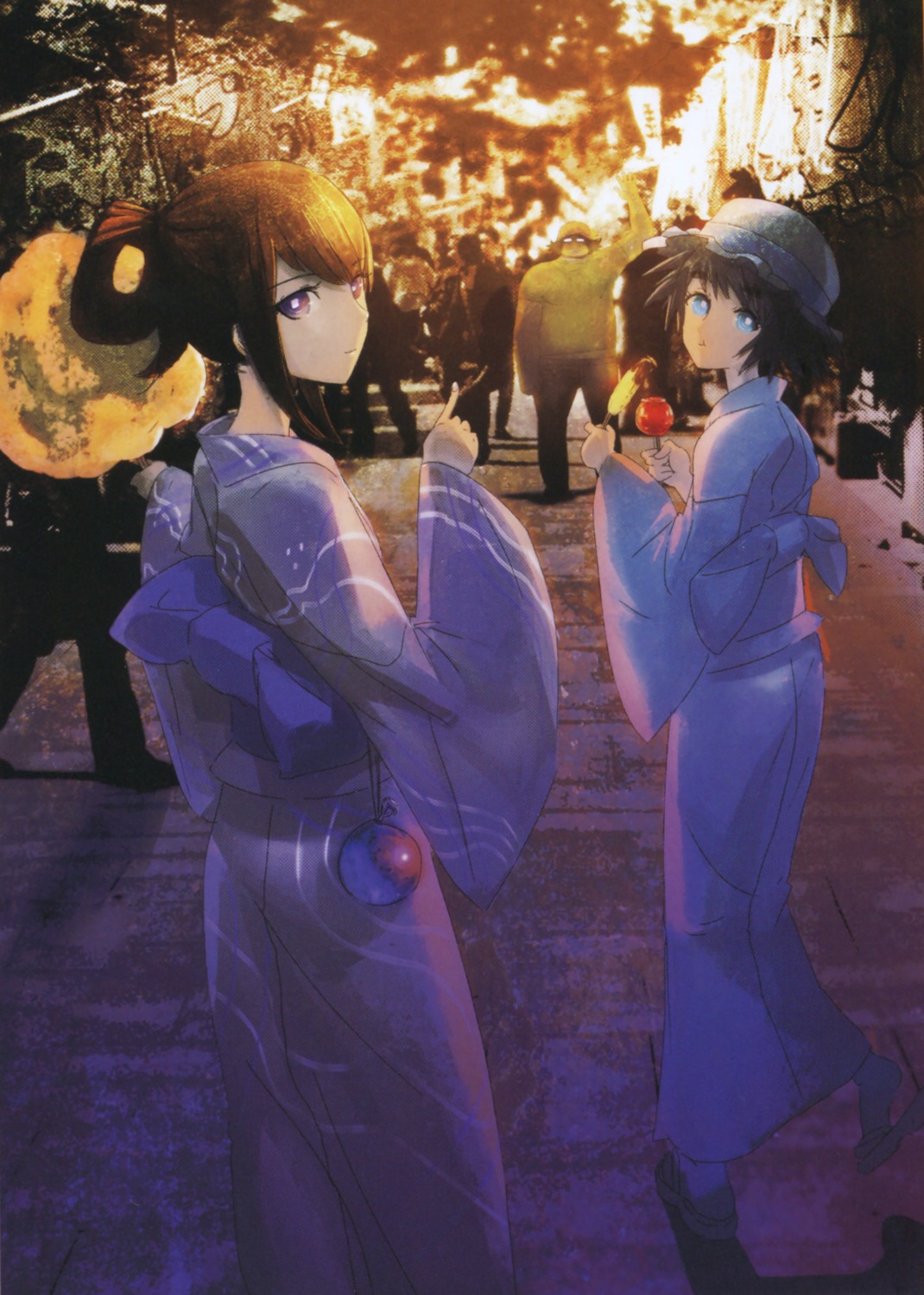 hashida_itaru, huke, makise_kurisu, scanning_artifacts, screening, shiina_mayuri, steins;gate, yukata