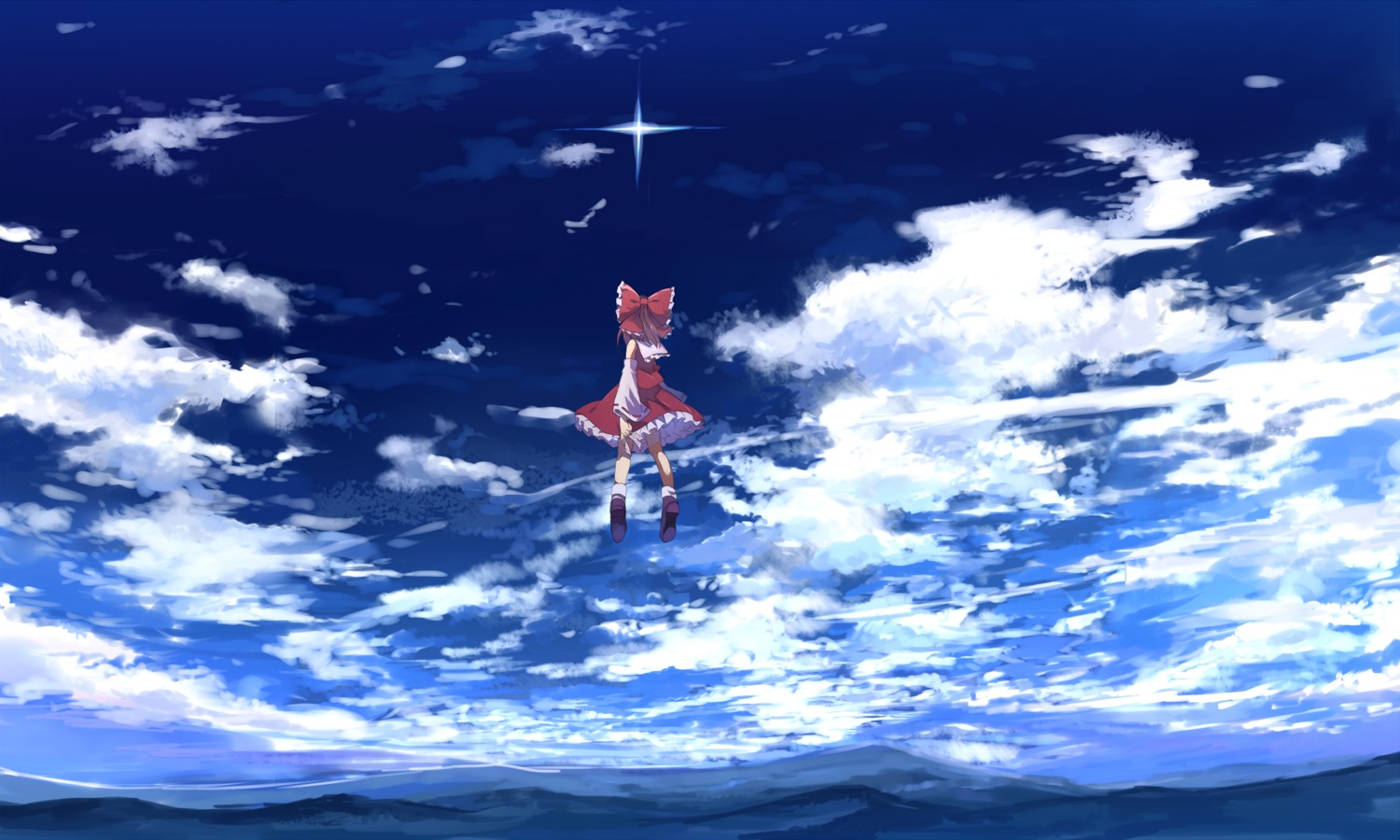 hakurei_reimu, landscape, touhou, ume_(plumblossom)