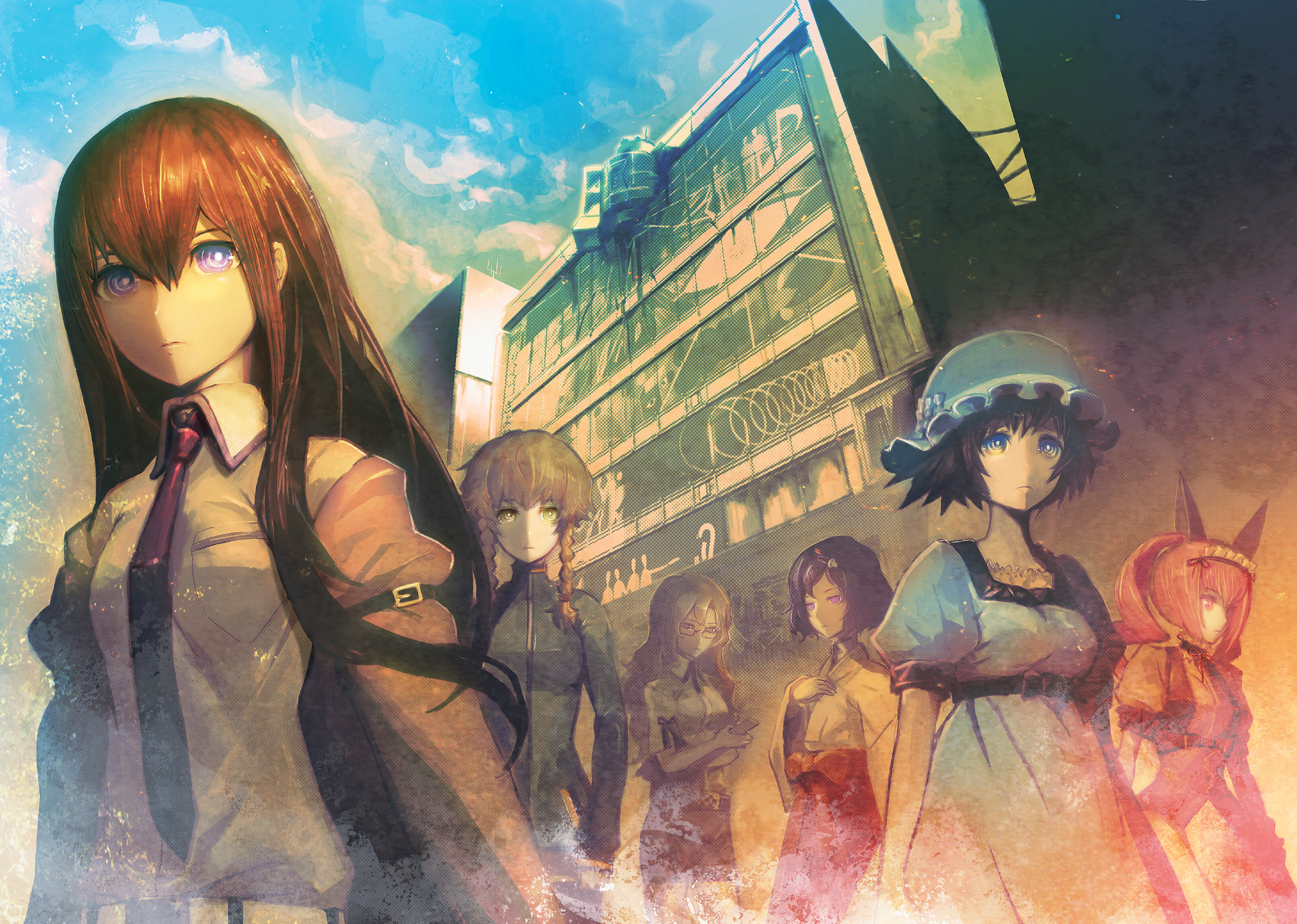 amane_suzuha, faris_nyanyan, huke, kiryu_moeka, makise_kurisu, megane, miko, shiina_mayuri