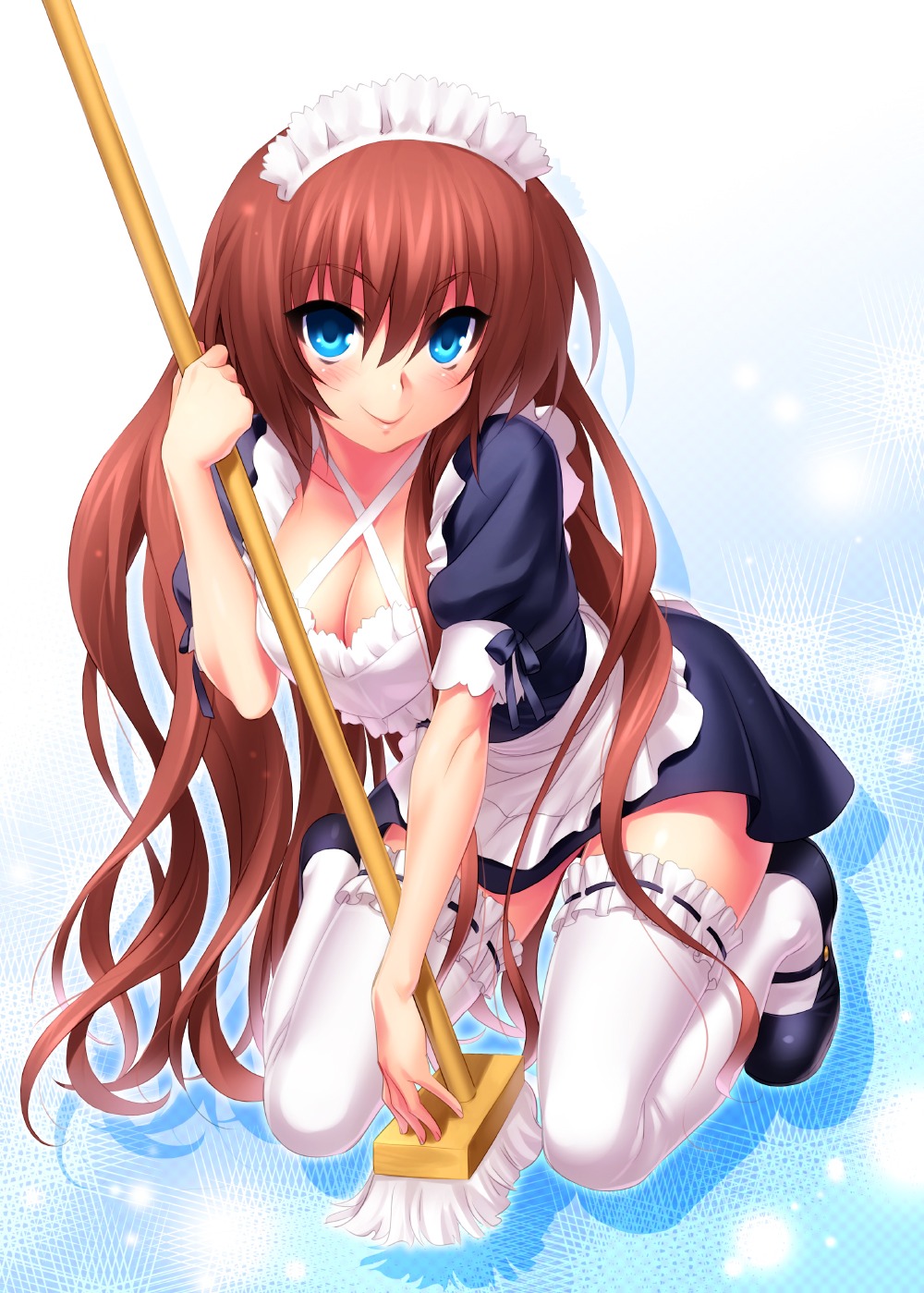 a-chan_senpai, cleavage, kud_wafter, little_busters!, maid, thighhighs, zen