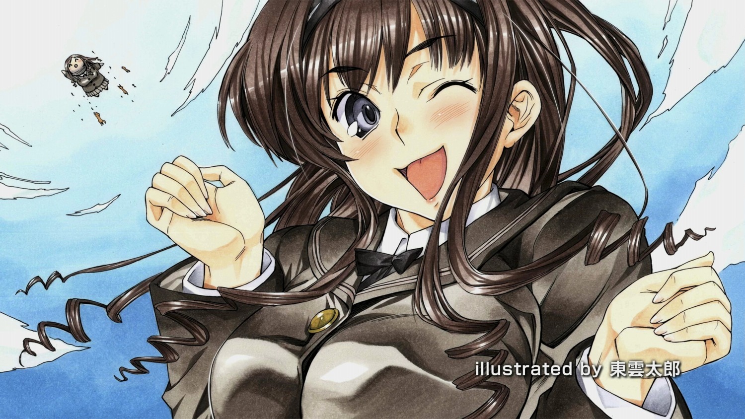 amagami, cap, endcard, morishima_haruka, seifuku, shinonome_tarou, wallpaper