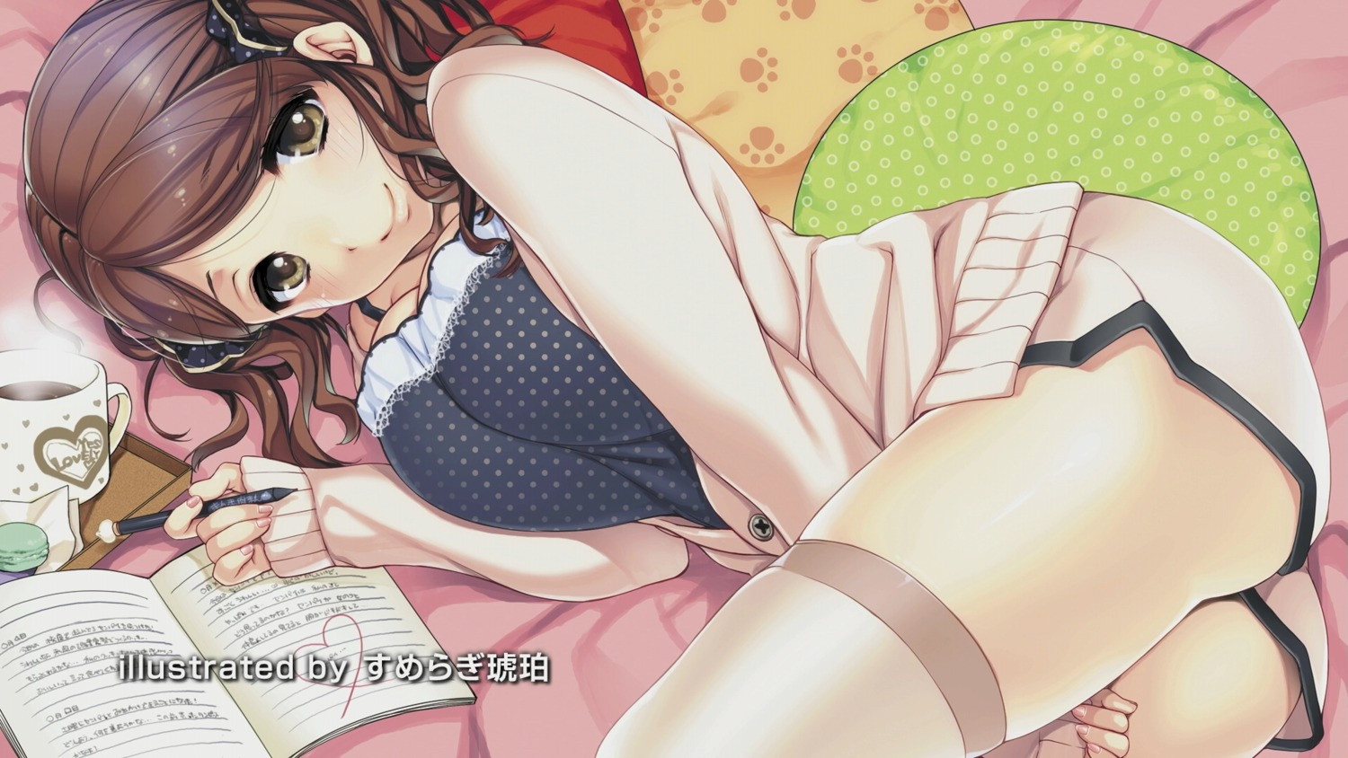 amagami, cap, cleavage, endcard, nakata_sae, sumeragi_kohaku, thighhighs, wallpaper