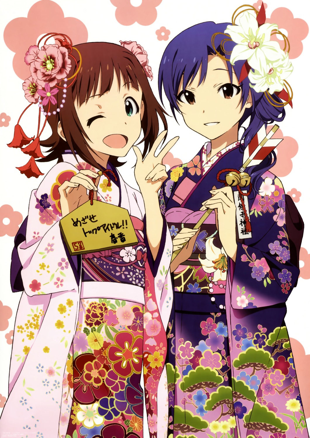amami_haruka, kimono, kisaragi_chihaya, murasaki_yoshio, the_idolm@ster