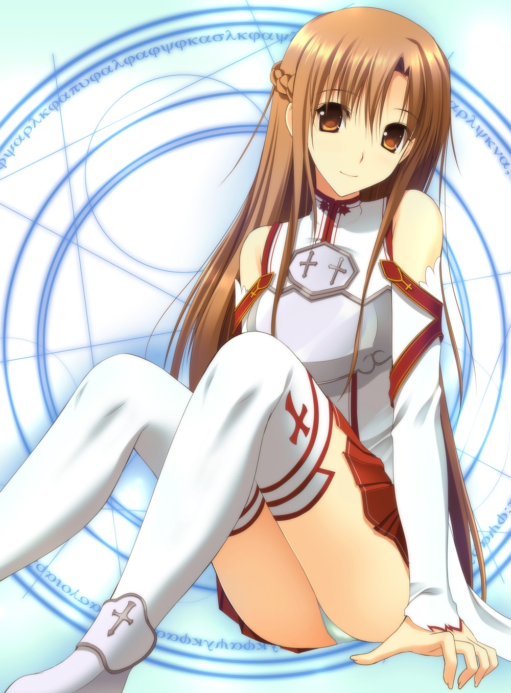 asuna_(sword_art_online), pantsu, sword_art_online, takepon, thighhighs