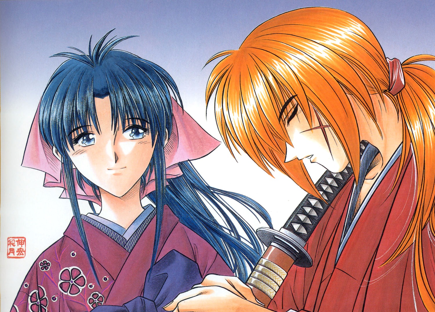 himura_kenshin, kamiya_kaoru, rurouni_kenshin, watsuki_nobuhiro