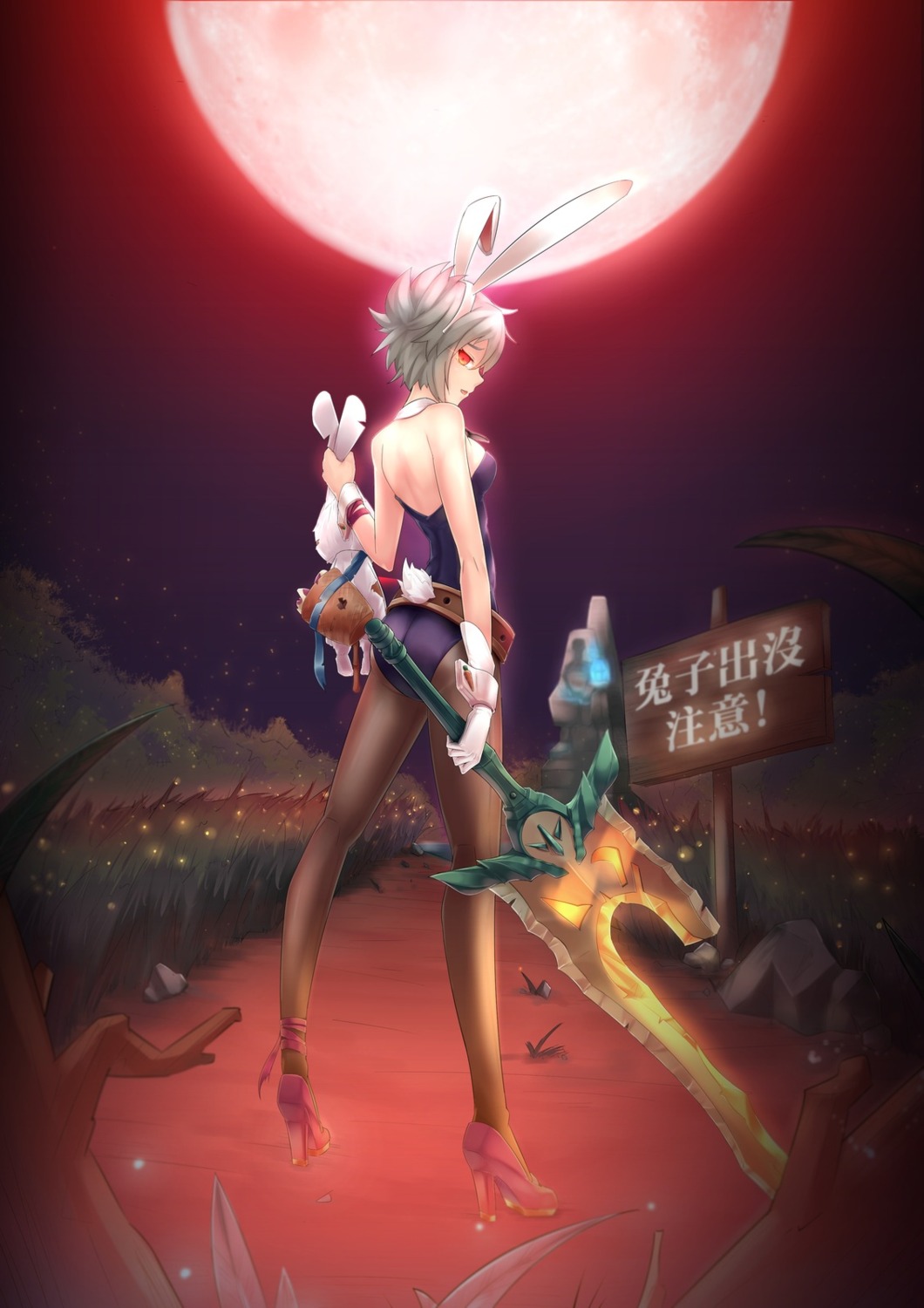 animal_ears, bunny_ears, bunny_girl, league_of_legends, pantyhose, riven_(league_of_legends), sein_(tgf19911119), teemo
