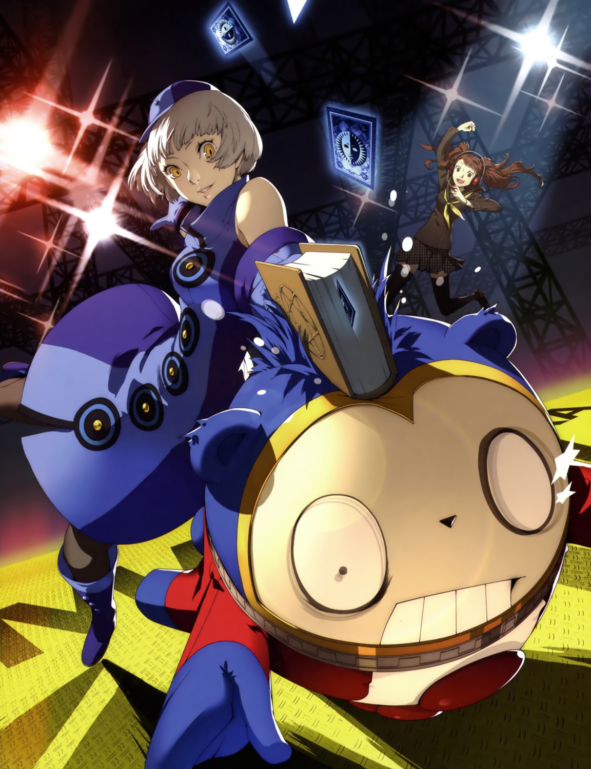 elizabeth_(p3), headphones, kujikawa_rise, kuma_(persona_4), megaten, pantyhose, persona, persona_4