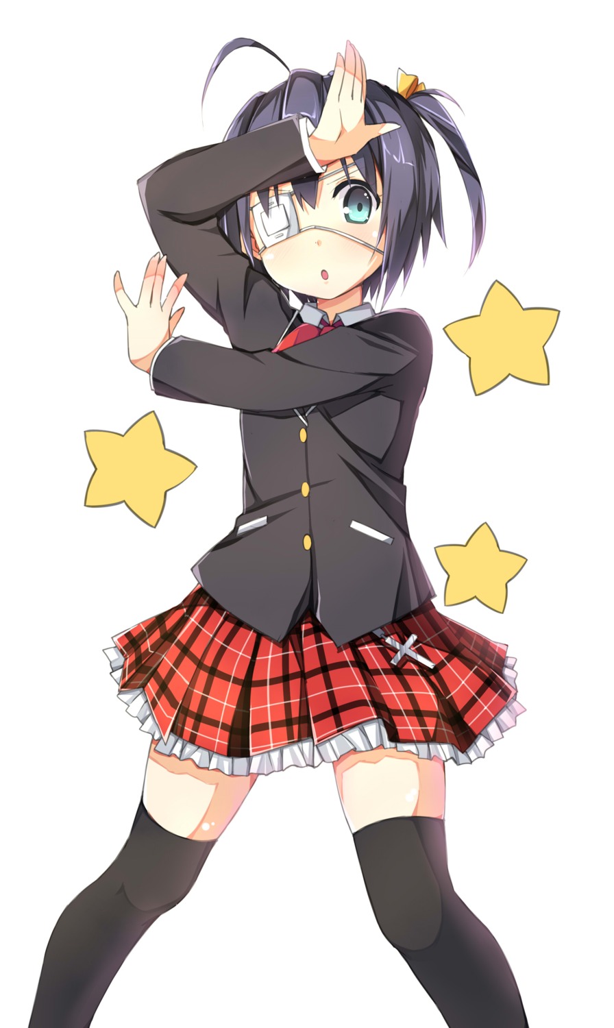 chuunibyou_demo_koi_ga_shitai!, eyepatch, luky, seifuku, sky-freedom, takanashi_rikka, thighhighs