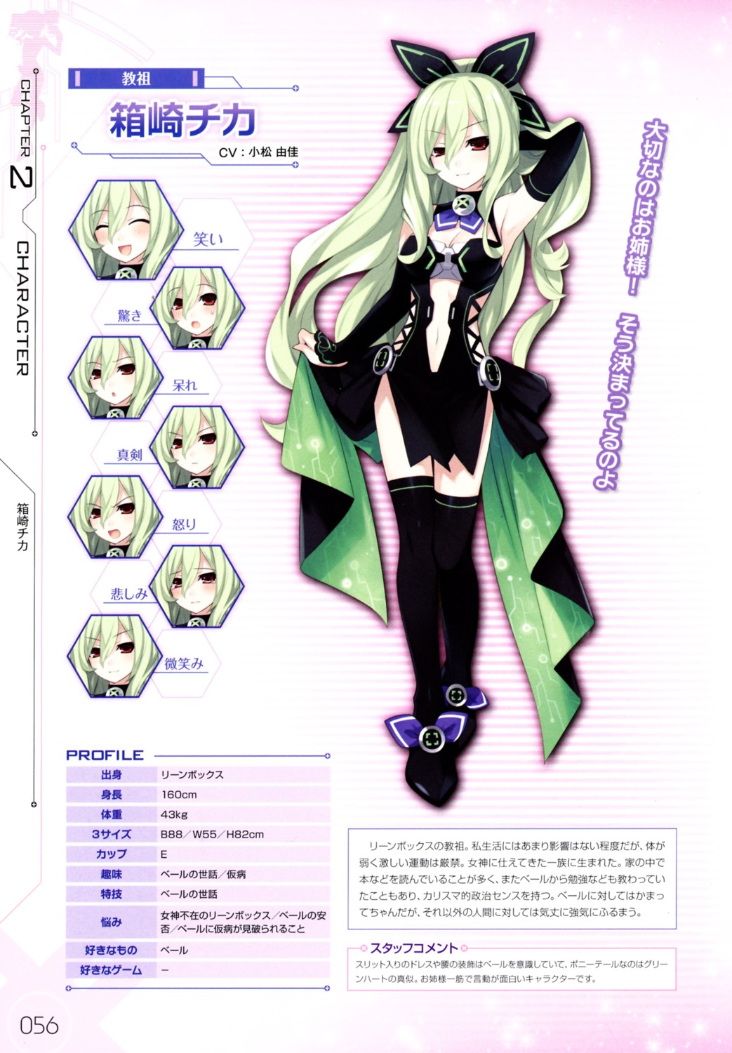 choujigen_game_neptune, choujigen_game_neptune_mk2, cleavage, hakozaki_chika, profile_page, thighhighs, tsunako