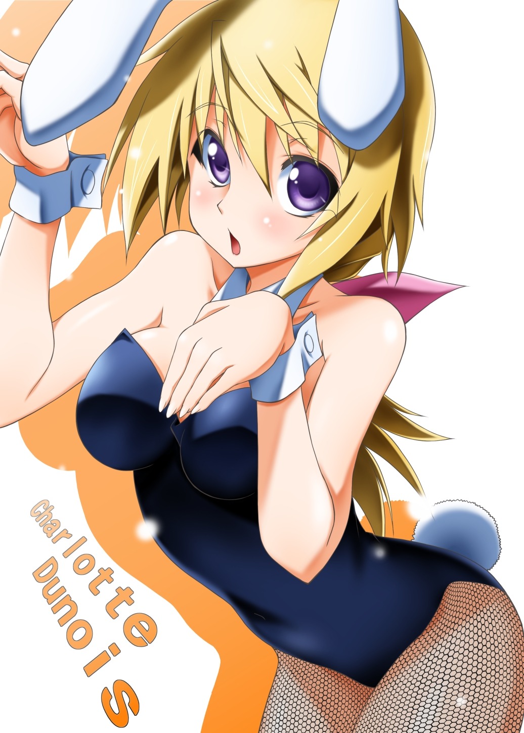 animal_ears, bunny_ears, bunny_girl, charlotte_dunois, fishnets, infinite_stratos, pantyhose, sumeragi_tomo